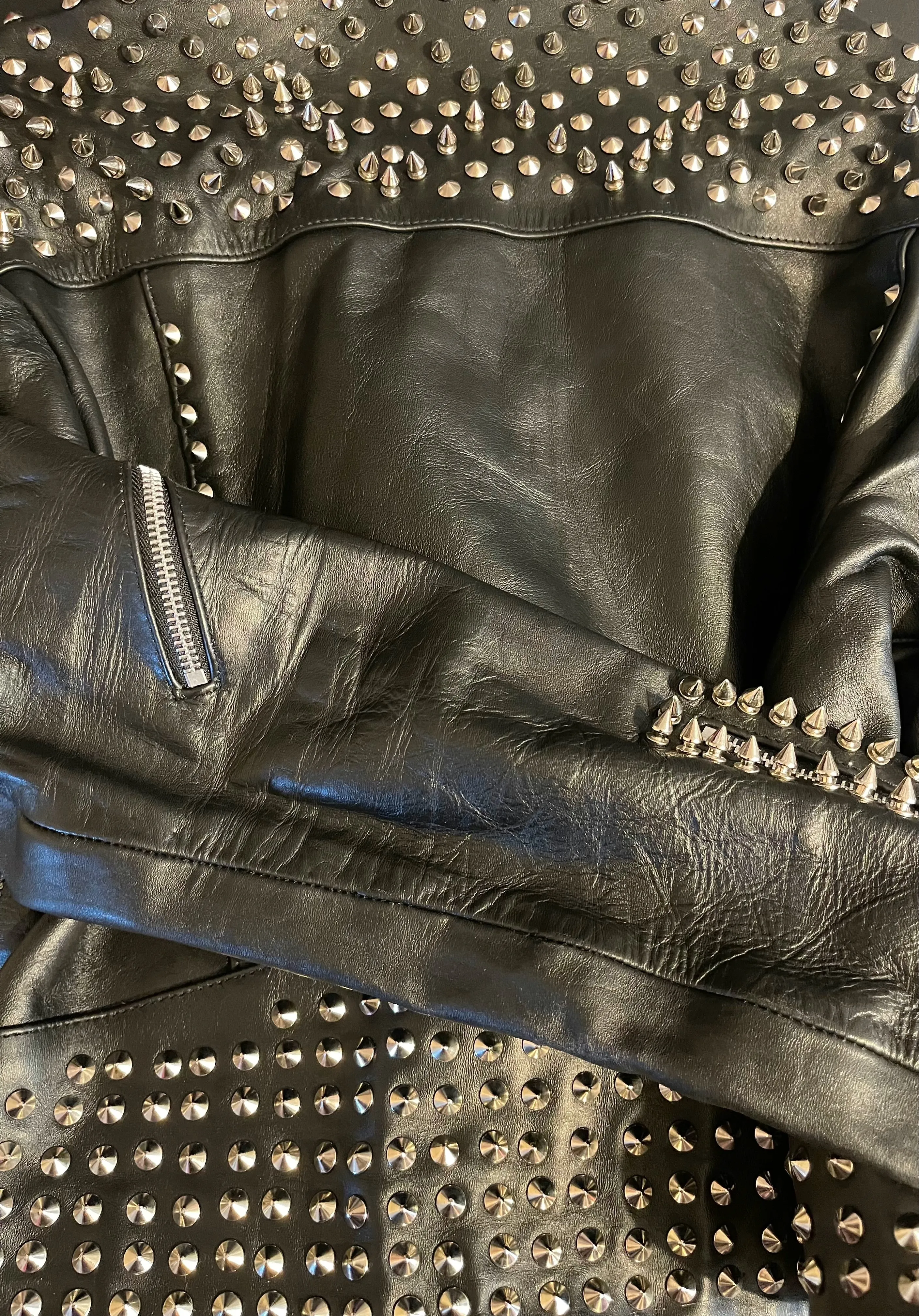 Rocker Embellished Leather Jacket