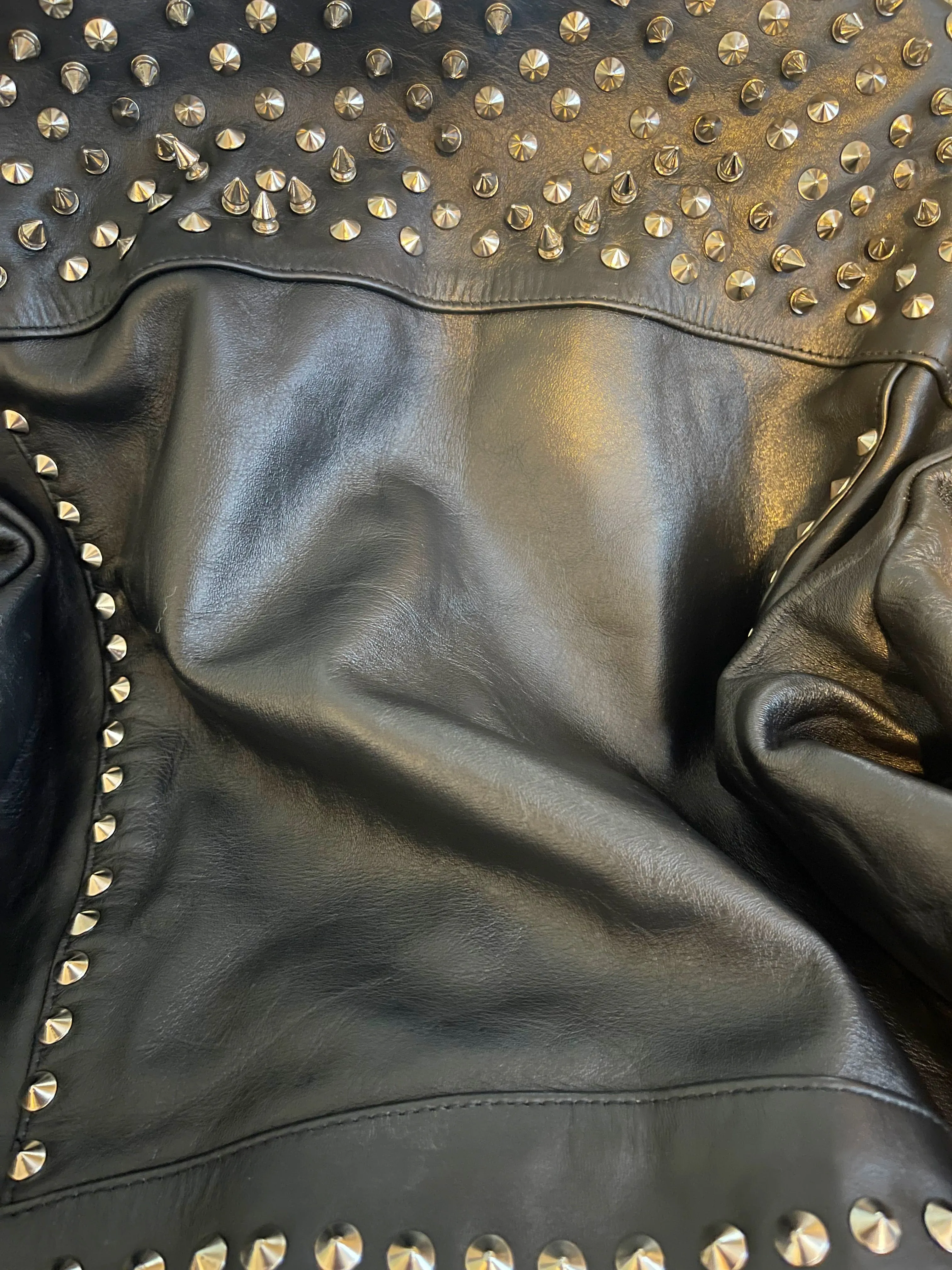 Rocker Embellished Leather Jacket