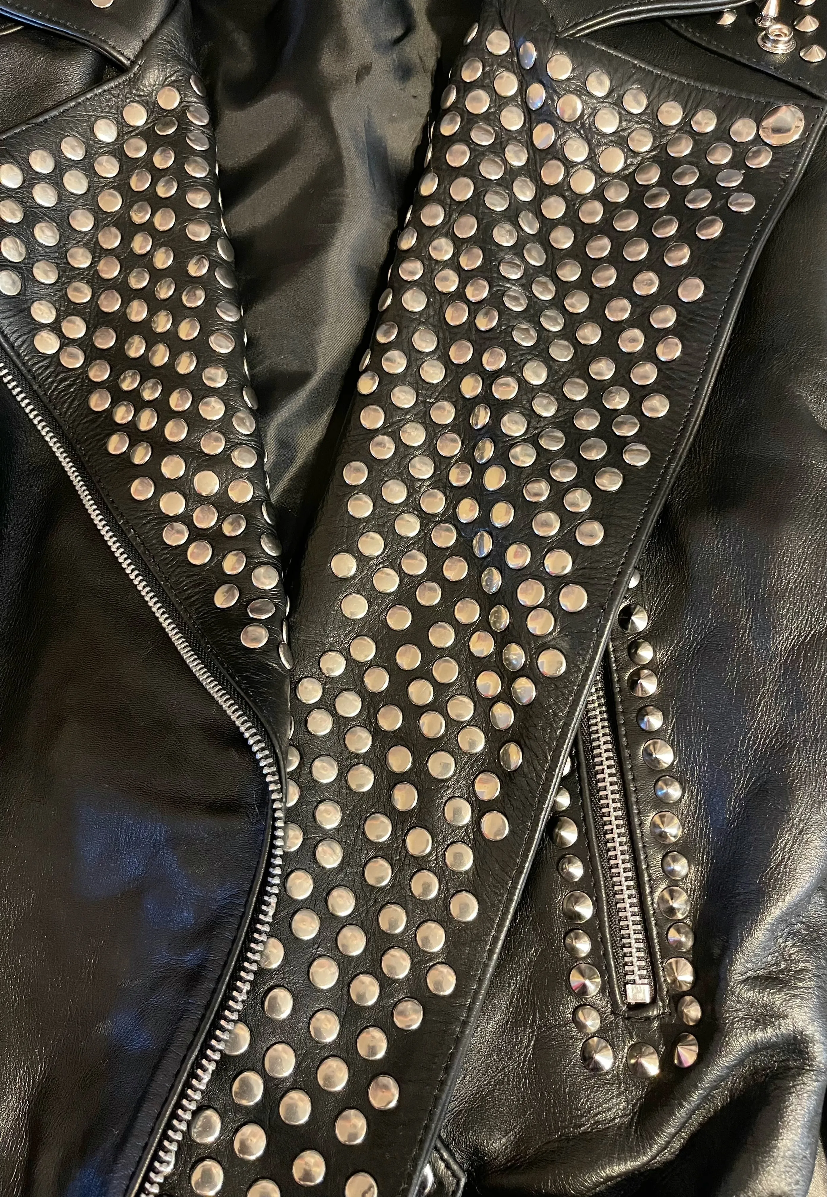 Rocker Embellished Leather Jacket