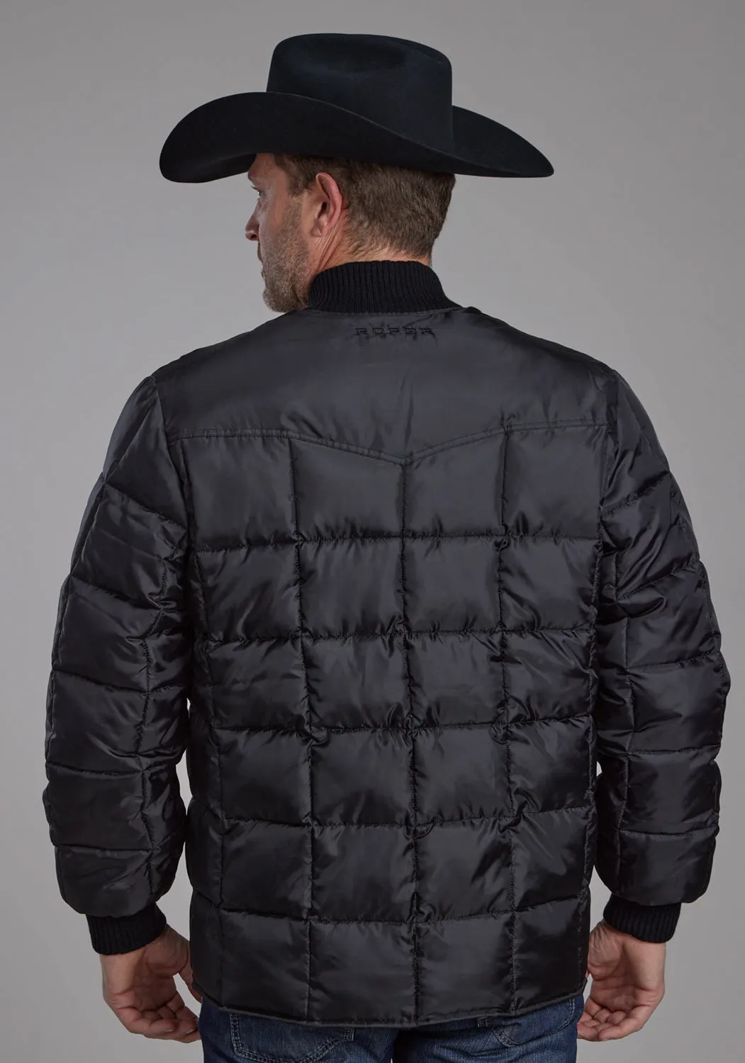 Roper Mens Insulated Western Black 100% Polyester Insulated Jacket