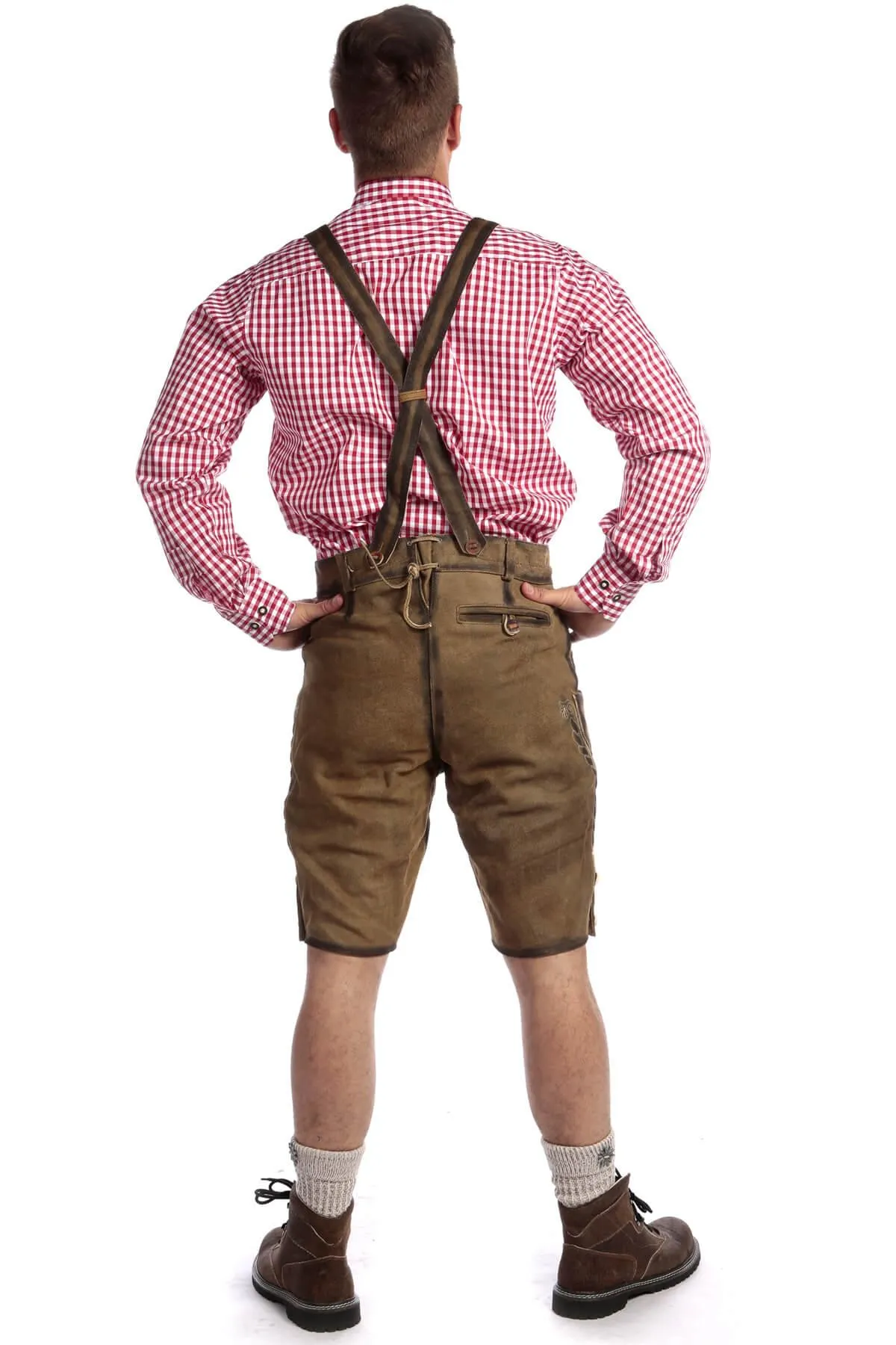Short Mens Lederhosen Deep Greenish Brown