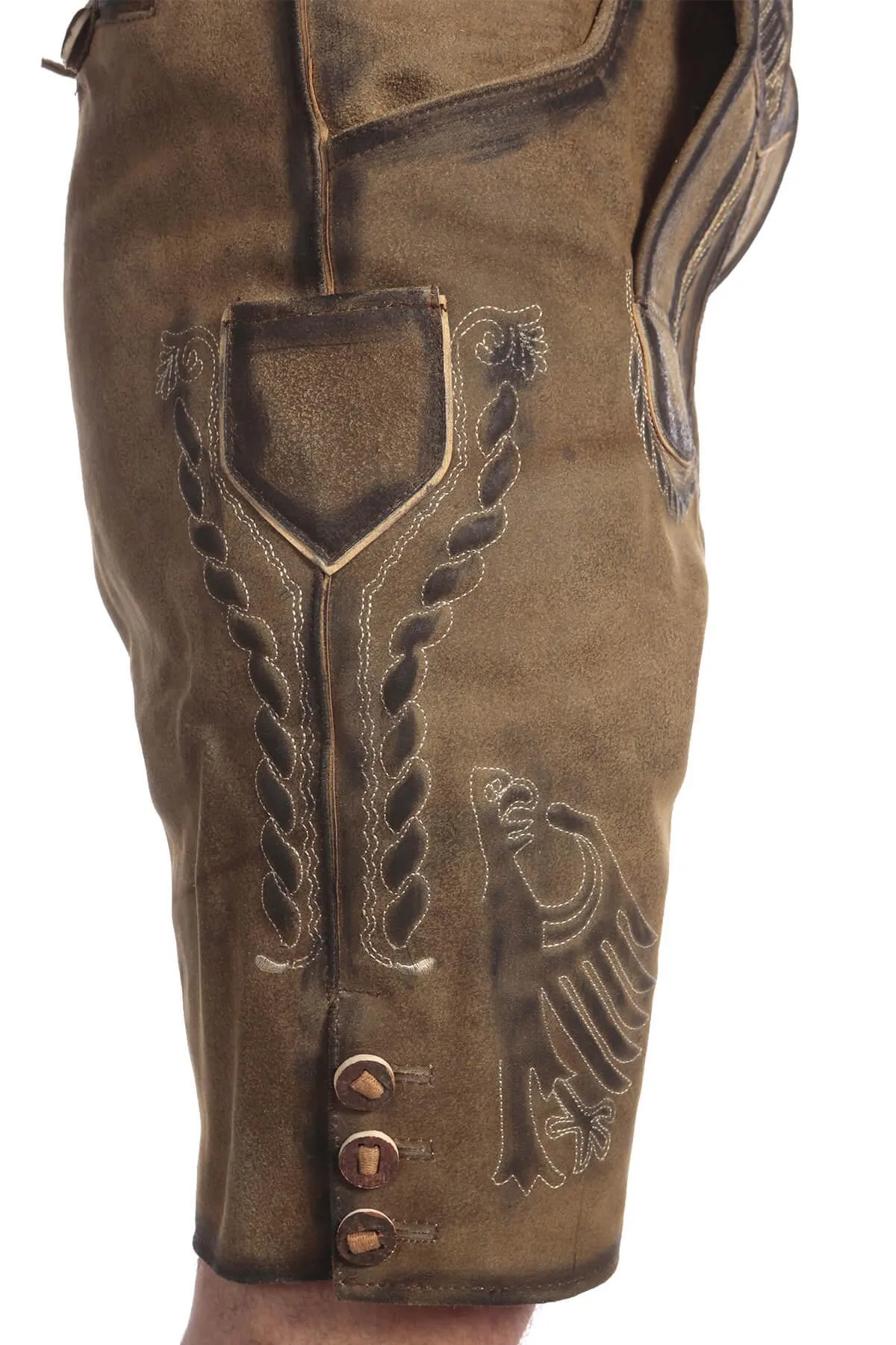 Short Mens Lederhosen Deep Greenish Brown