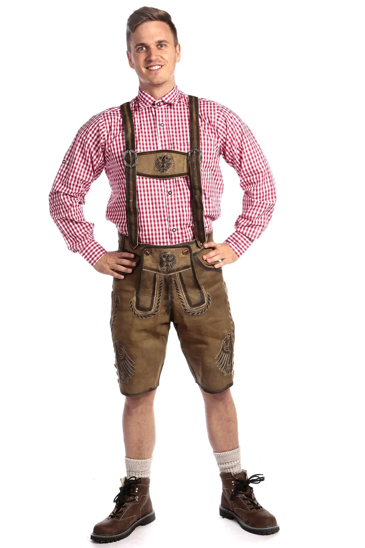 Short Mens Lederhosen Deep Greenish Brown