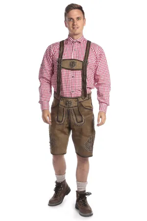 Short Mens Lederhosen Deep Greenish Brown