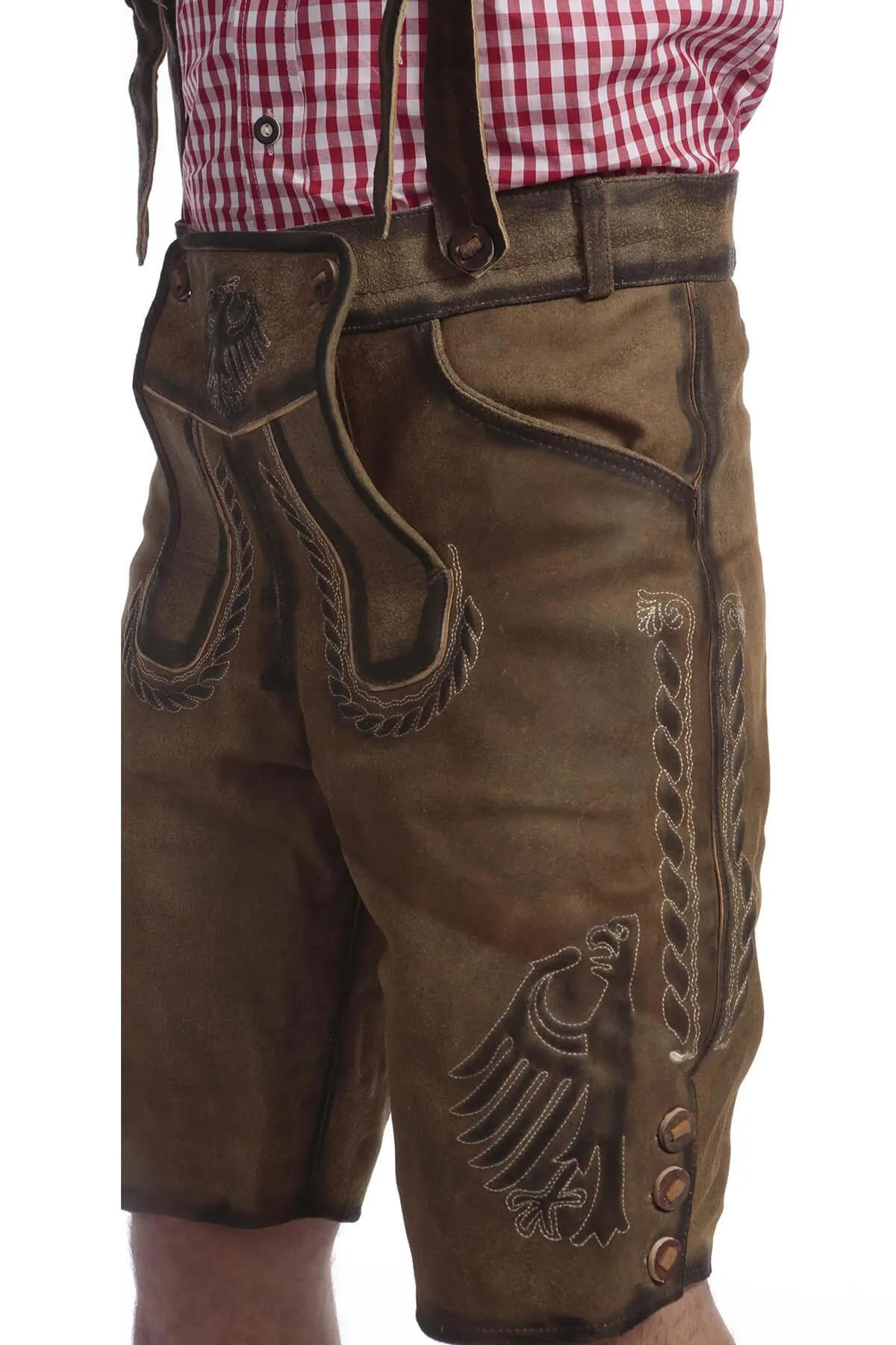 Short Mens Lederhosen Deep Greenish Brown