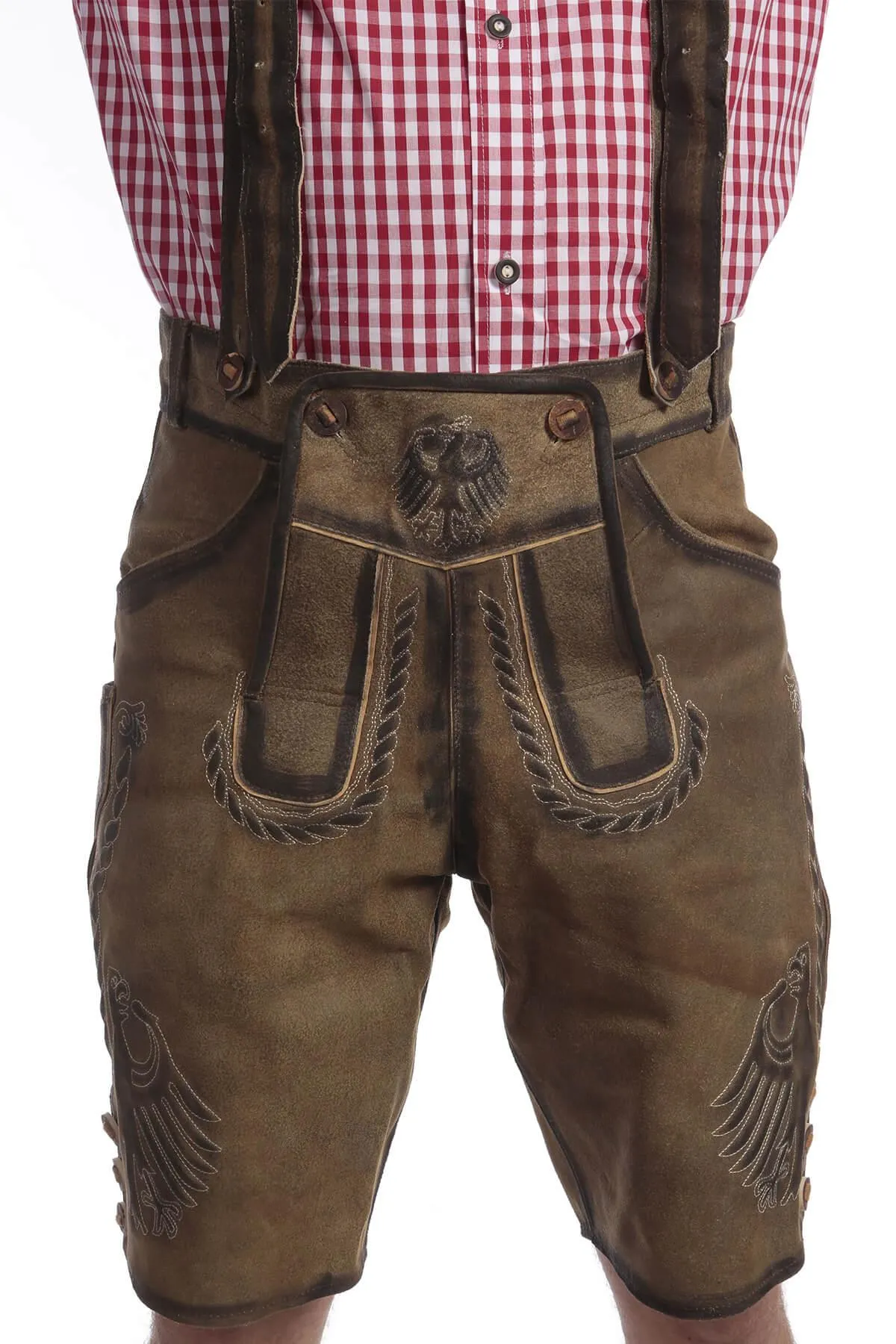 Short Mens Lederhosen Deep Greenish Brown
