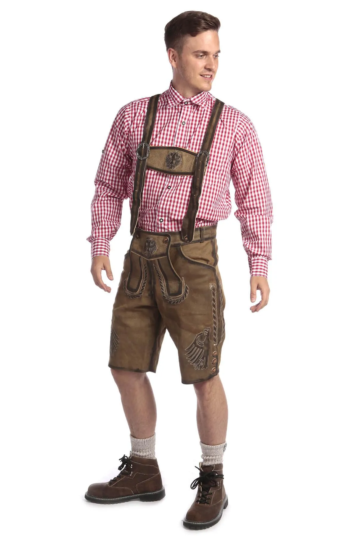 Short Mens Lederhosen Deep Greenish Brown