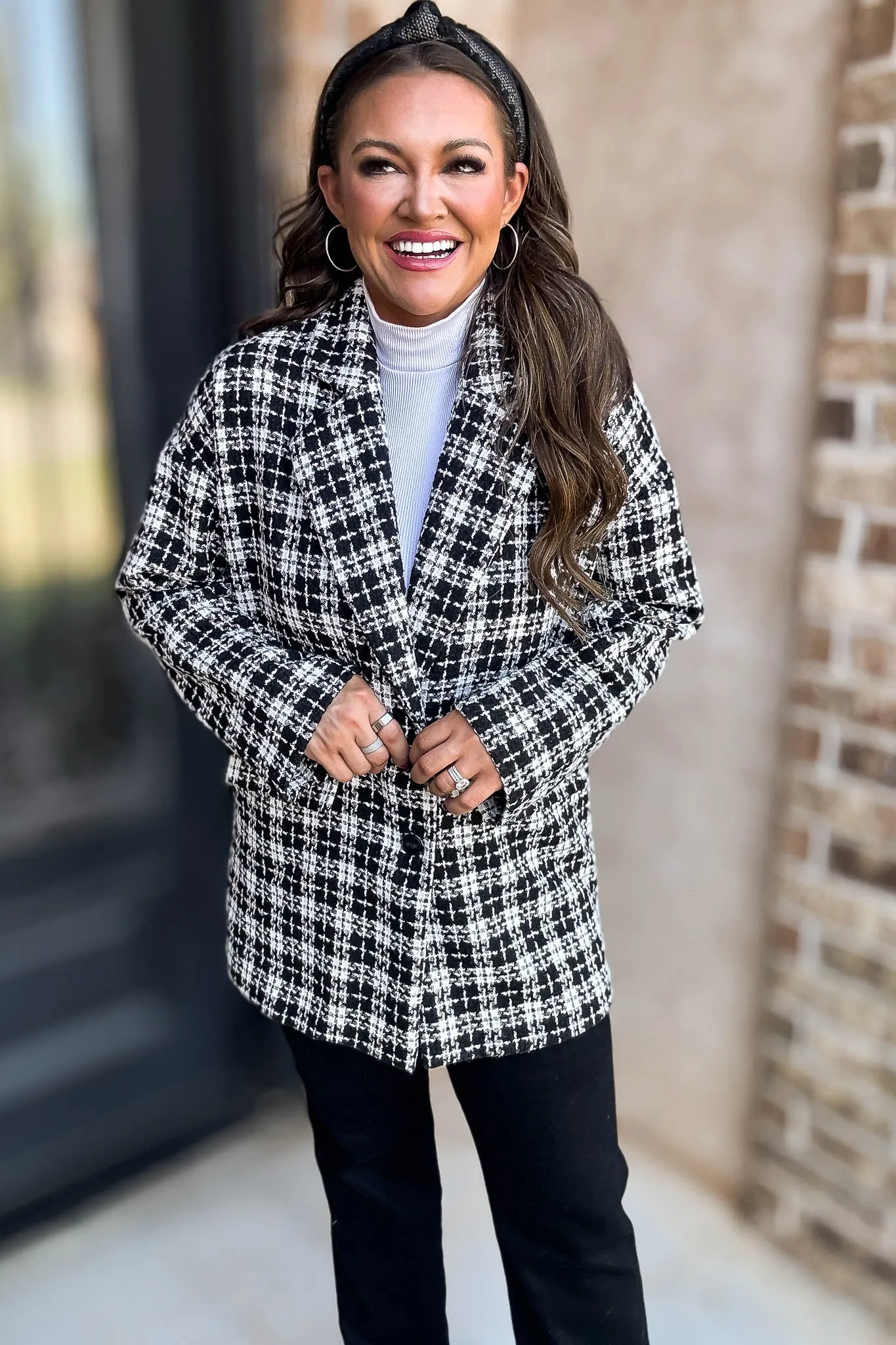 Sight To See Plaid Tweed Oversized Blazer