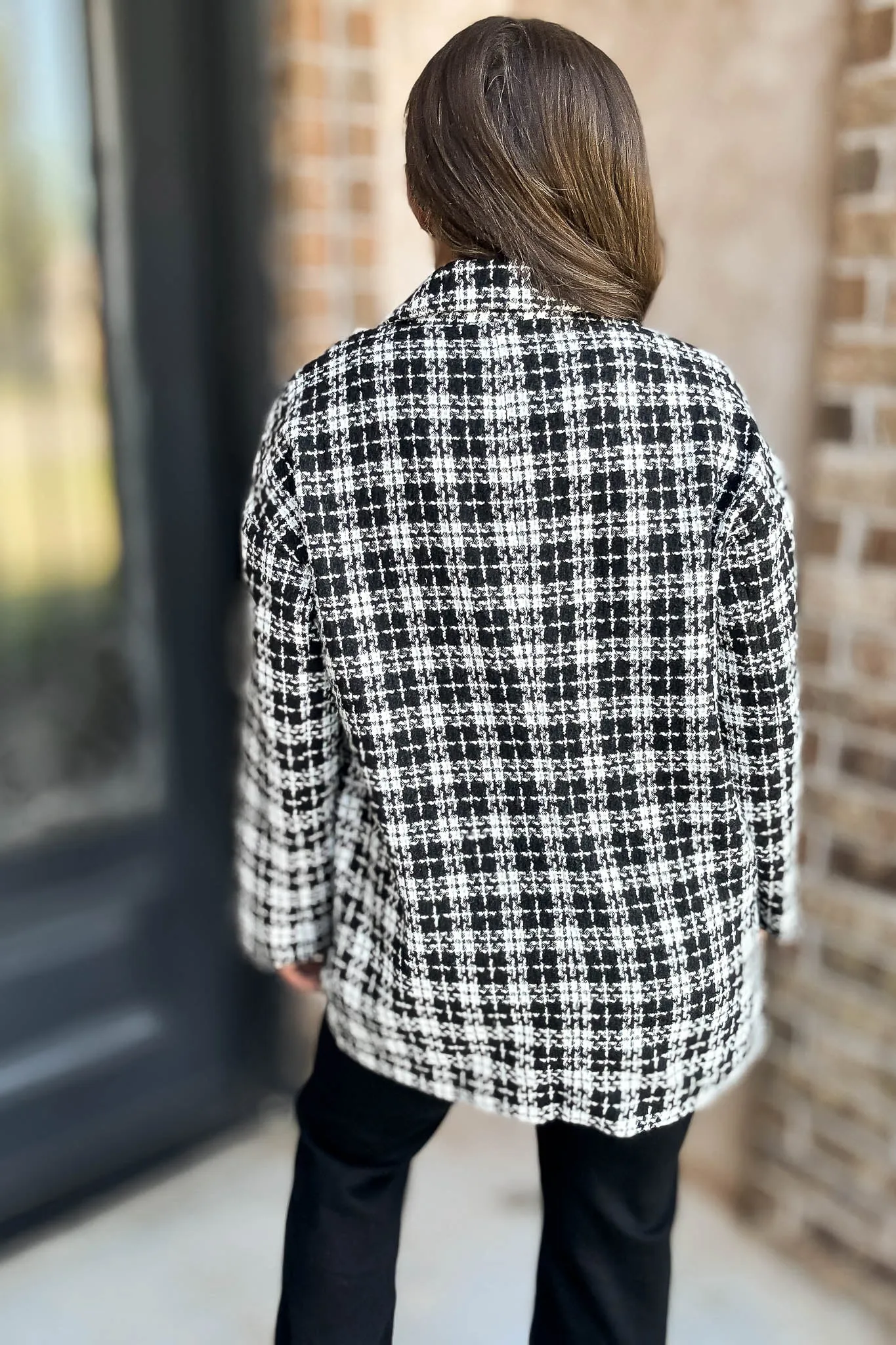 Sight To See Plaid Tweed Oversized Blazer