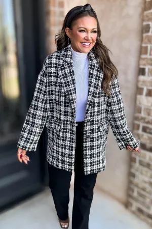 Sight To See Plaid Tweed Oversized Blazer