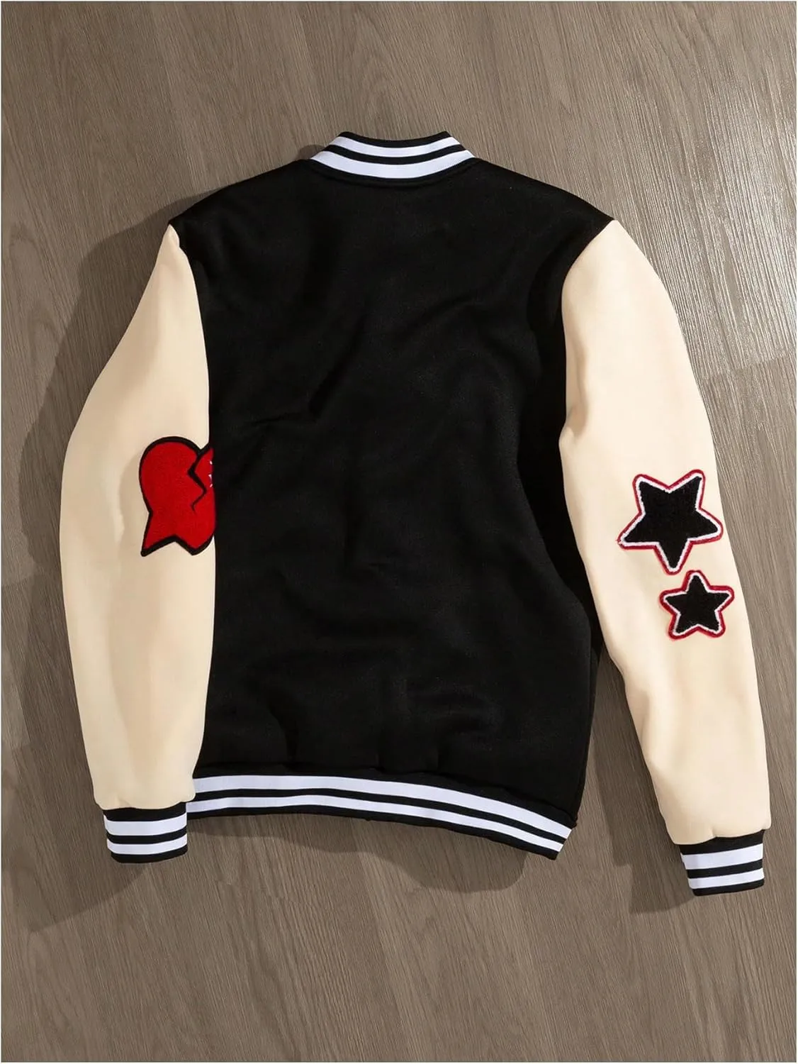 SOLY HUX Men's Varsity Jacket Color Block Graphic Long Sleeve Streetwear Y2k Baseball Jacket