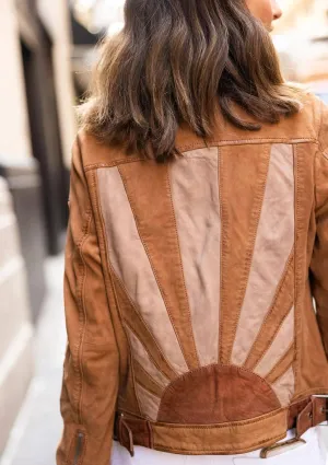 Sunny Sunset Leather Jacket- Cognac