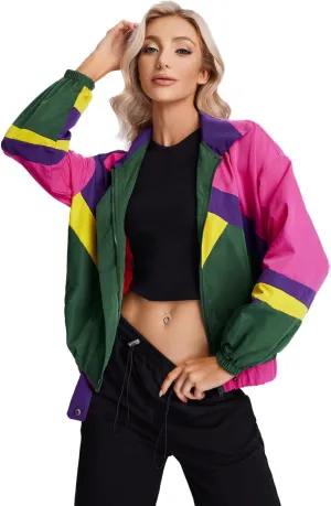 SweatyRocks Women's Casual Lightweight Color Block Bomber Jacket