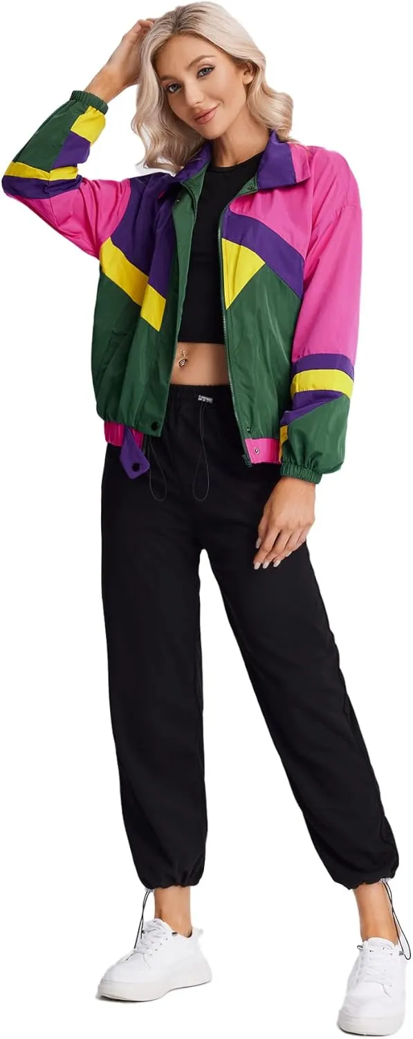 SweatyRocks Women's Casual Lightweight Color Block Bomber Jacket