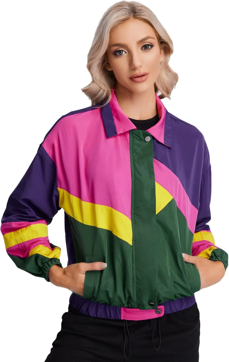 SweatyRocks Women's Casual Lightweight Color Block Bomber Jacket