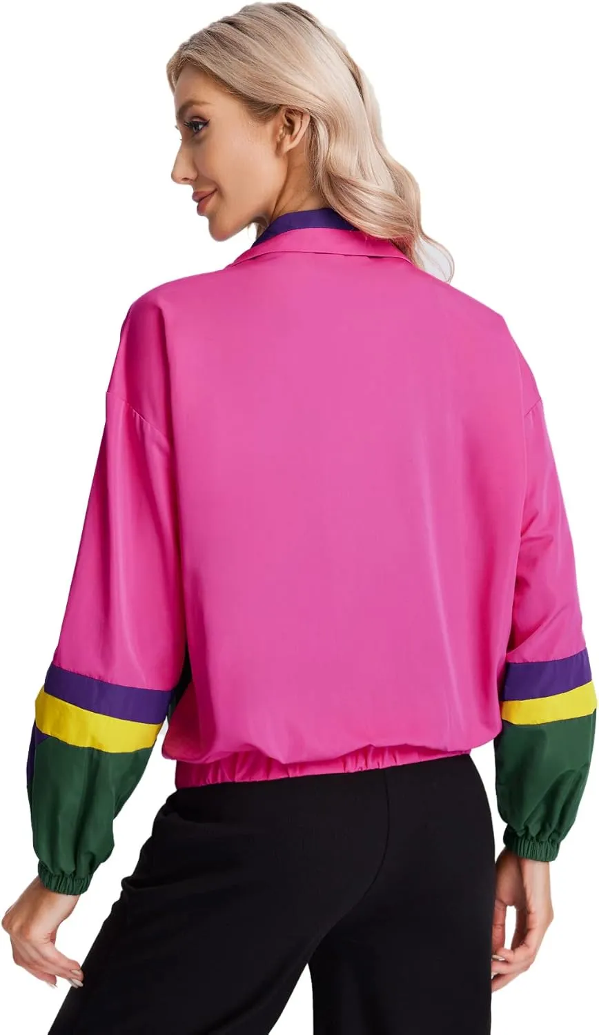 SweatyRocks Women's Casual Lightweight Color Block Bomber Jacket