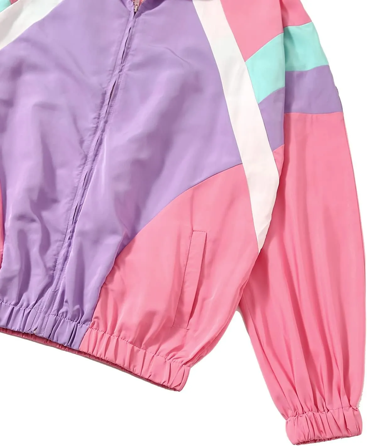 SweatyRocks Women's Casual Lightweight Color Block Bomber Jacket