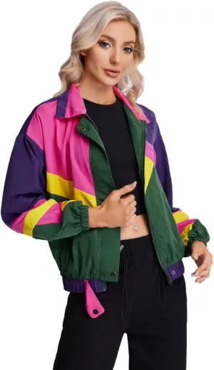 SweatyRocks Women's Casual Lightweight Color Block Bomber Jacket