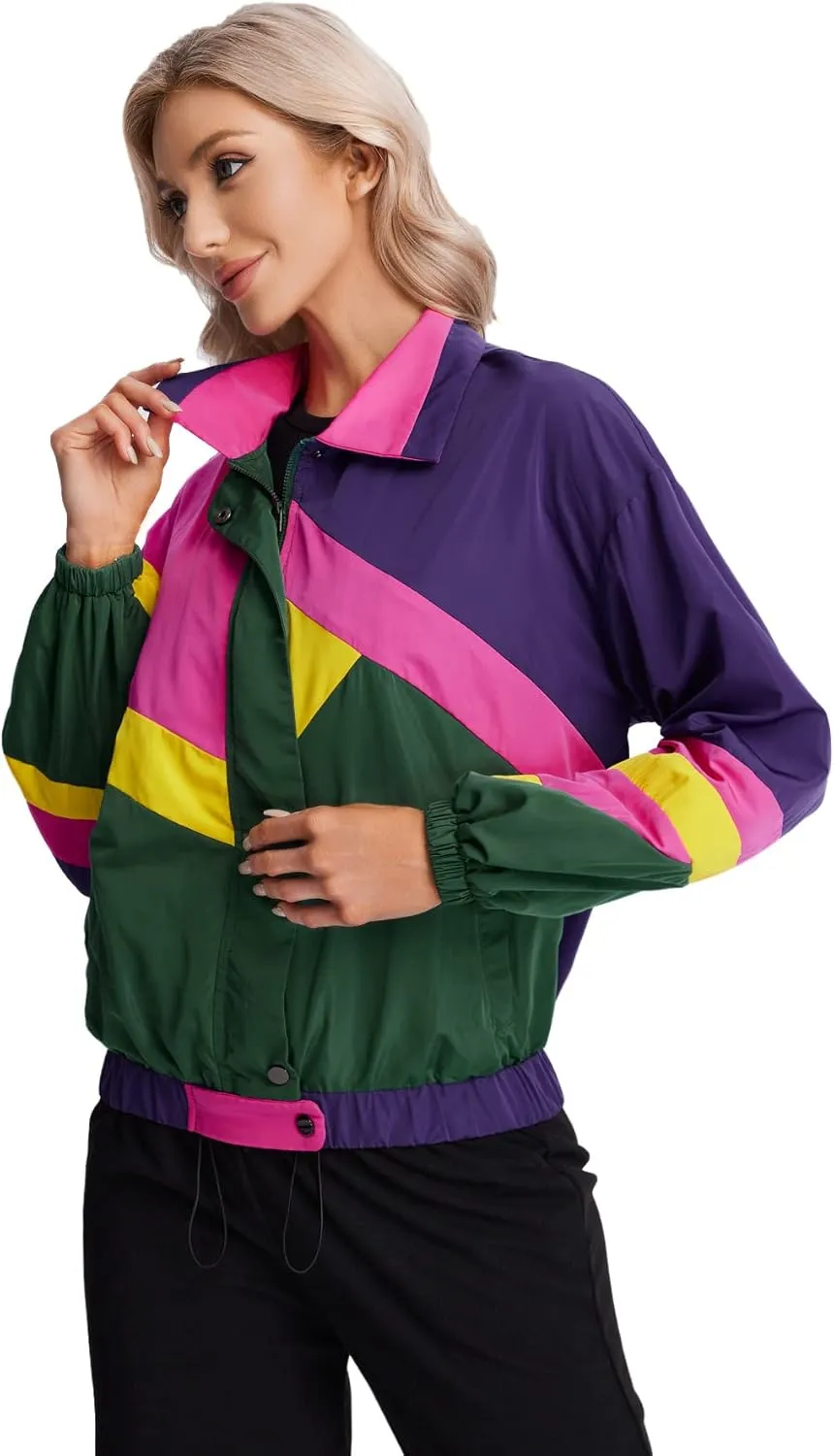 SweatyRocks Women's Casual Lightweight Color Block Bomber Jacket