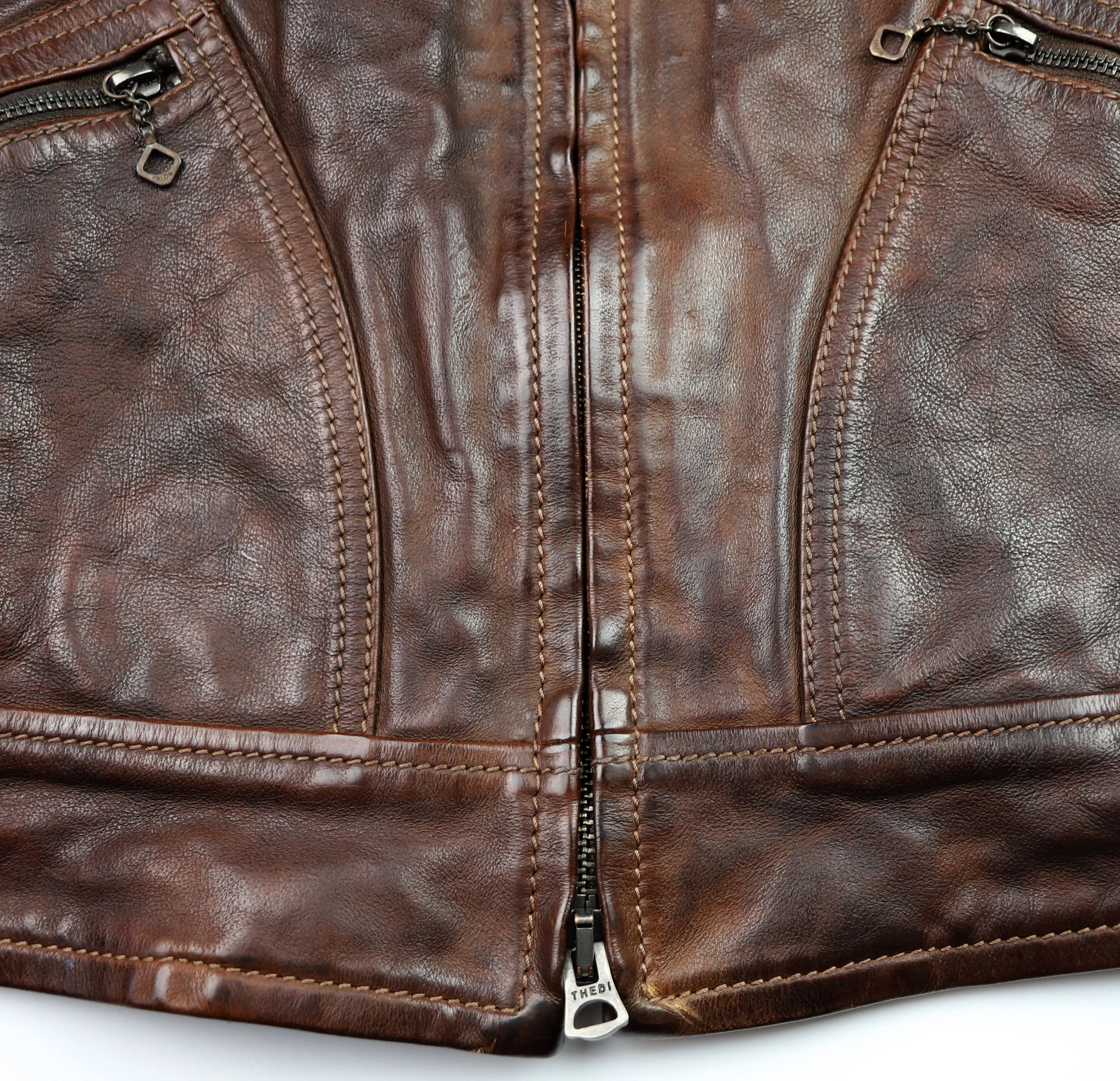 Thedi Aegean Half Belt, size XL, Hand-Dyed Cocoa Buffalo