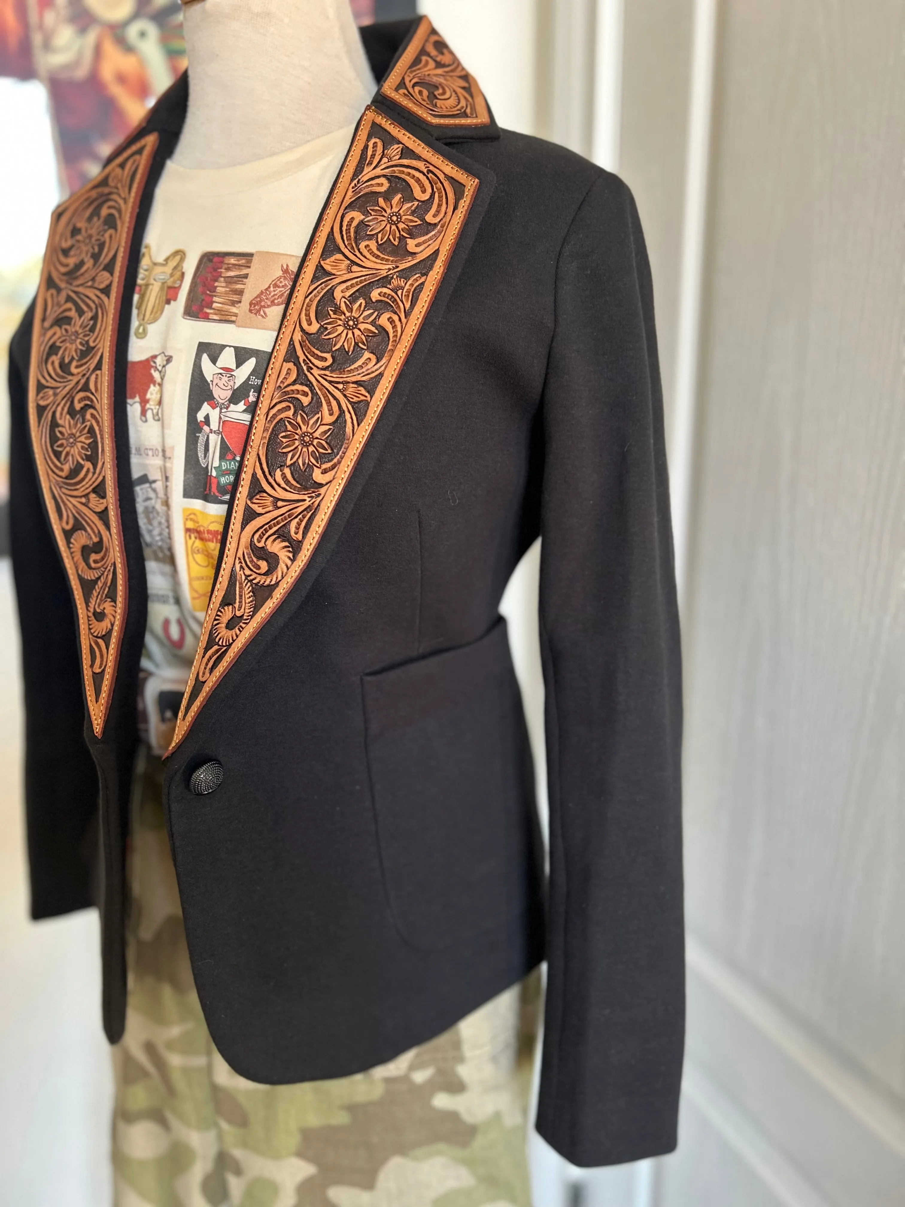 Tooled Leather Blazer