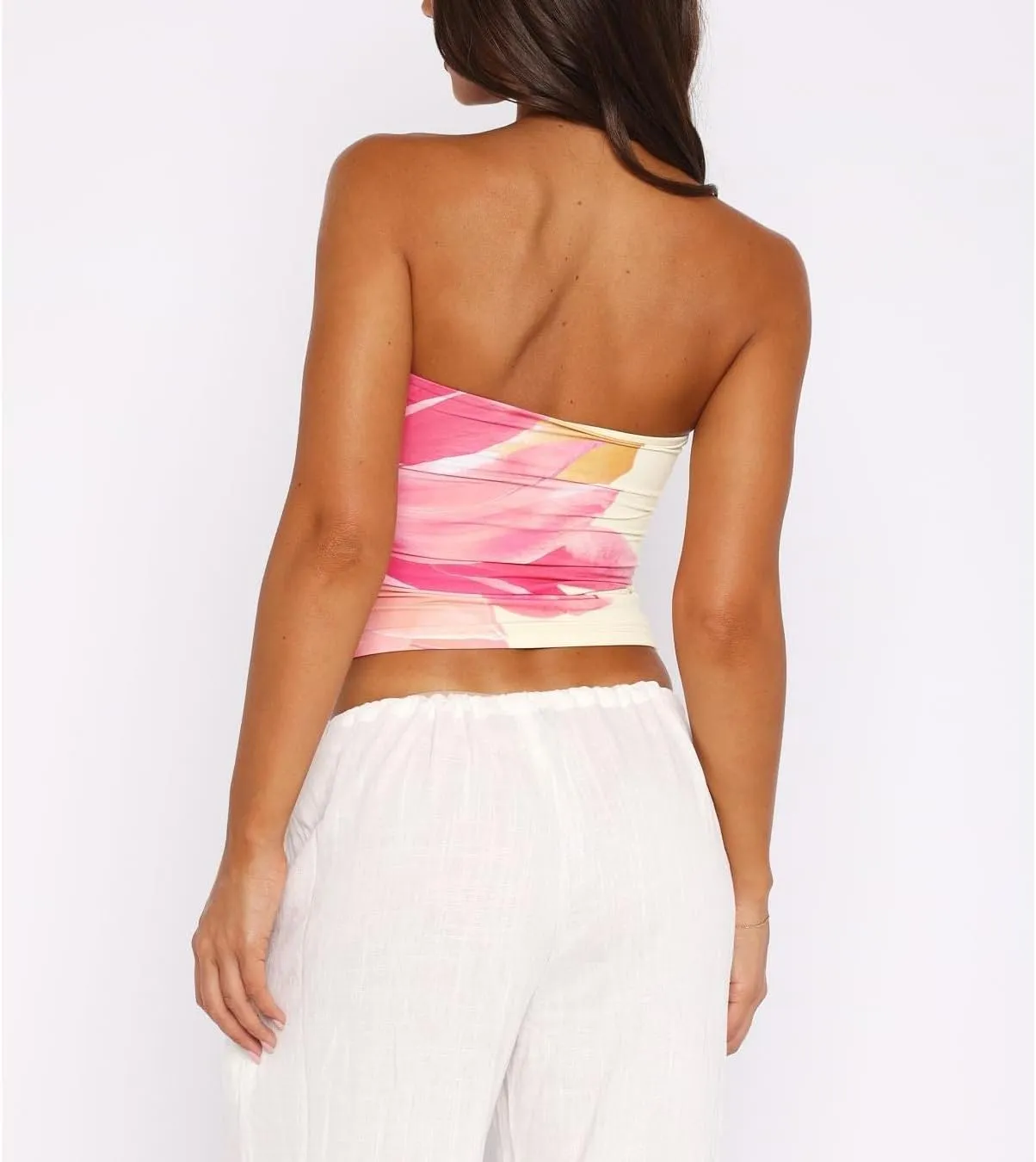 Tube Top Women Sexy Sleeveless Backless Strapless Bandeau Teen Girl Y2k Cute Floral Graphic Going Out Crop Shirt