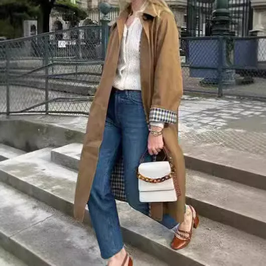 Uniwim casual fall outfits Fashionable Long Lapel Button Trench Coat 2024 Women's Autumn and Winter Elegant Commuter Coat