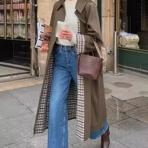 Uniwim casual fall outfits Fashionable Long Lapel Button Trench Coat 2024 Women's Autumn and Winter Elegant Commuter Coat