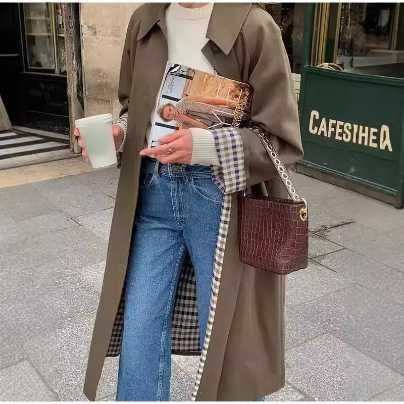 Uniwim casual fall outfits Fashionable Long Lapel Button Trench Coat 2024 Women's Autumn and Winter Elegant Commuter Coat