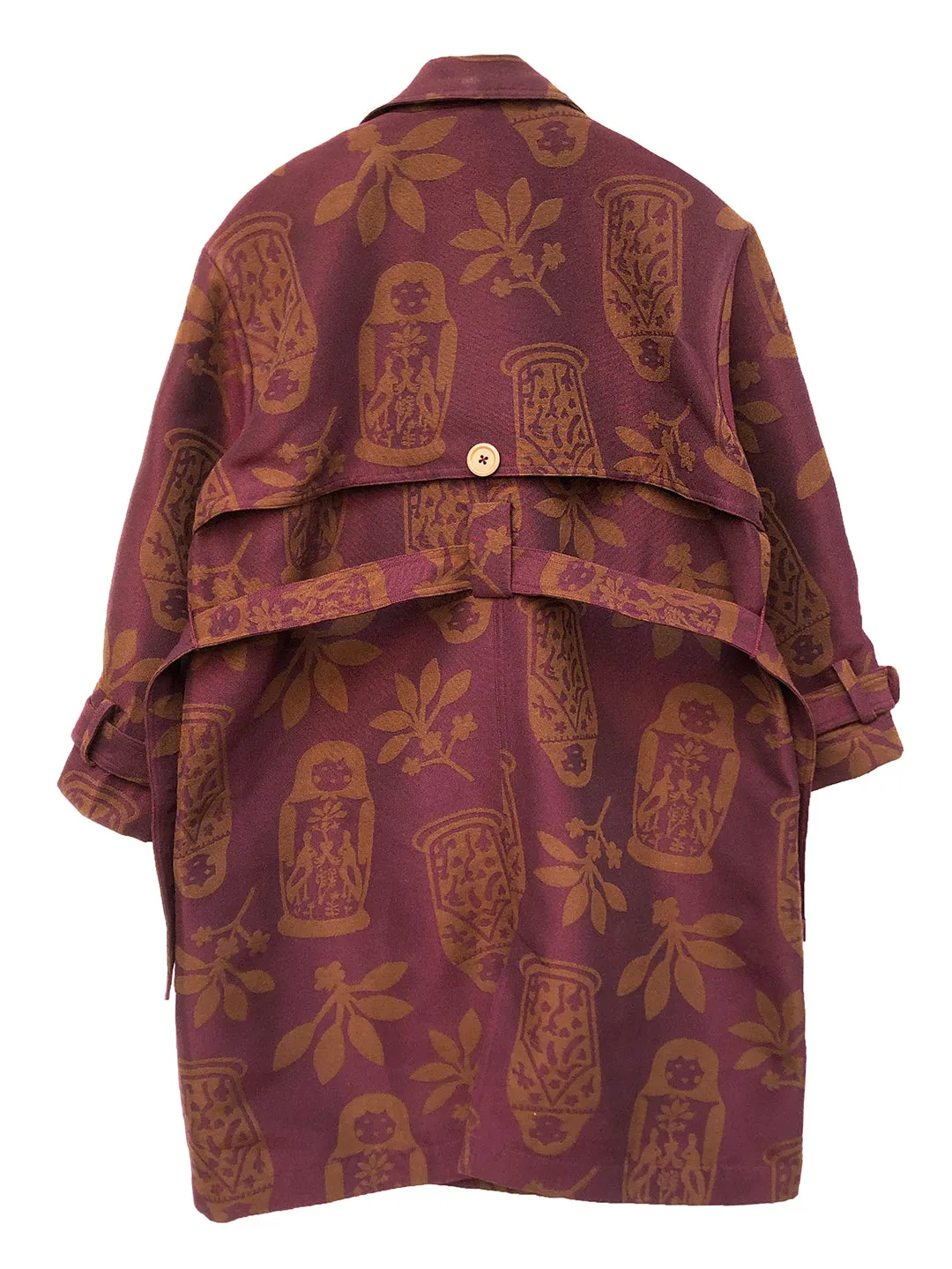Unlogical Poem Illustration Doll Yarn-dyed Fabric Trench Coat
