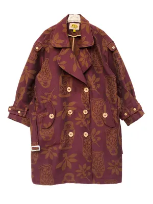 Unlogical Poem Illustration Doll Yarn-dyed Fabric Trench Coat
