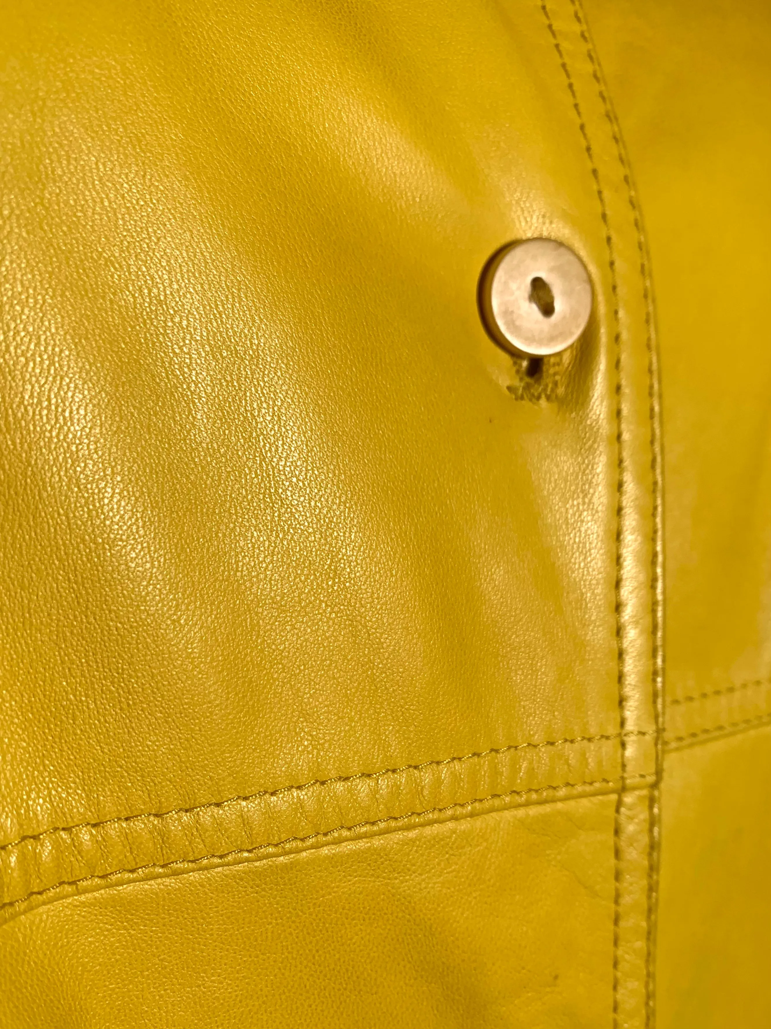 Valentino 1980's Yellow Nappa Lambskin Leather Shirt Jacket