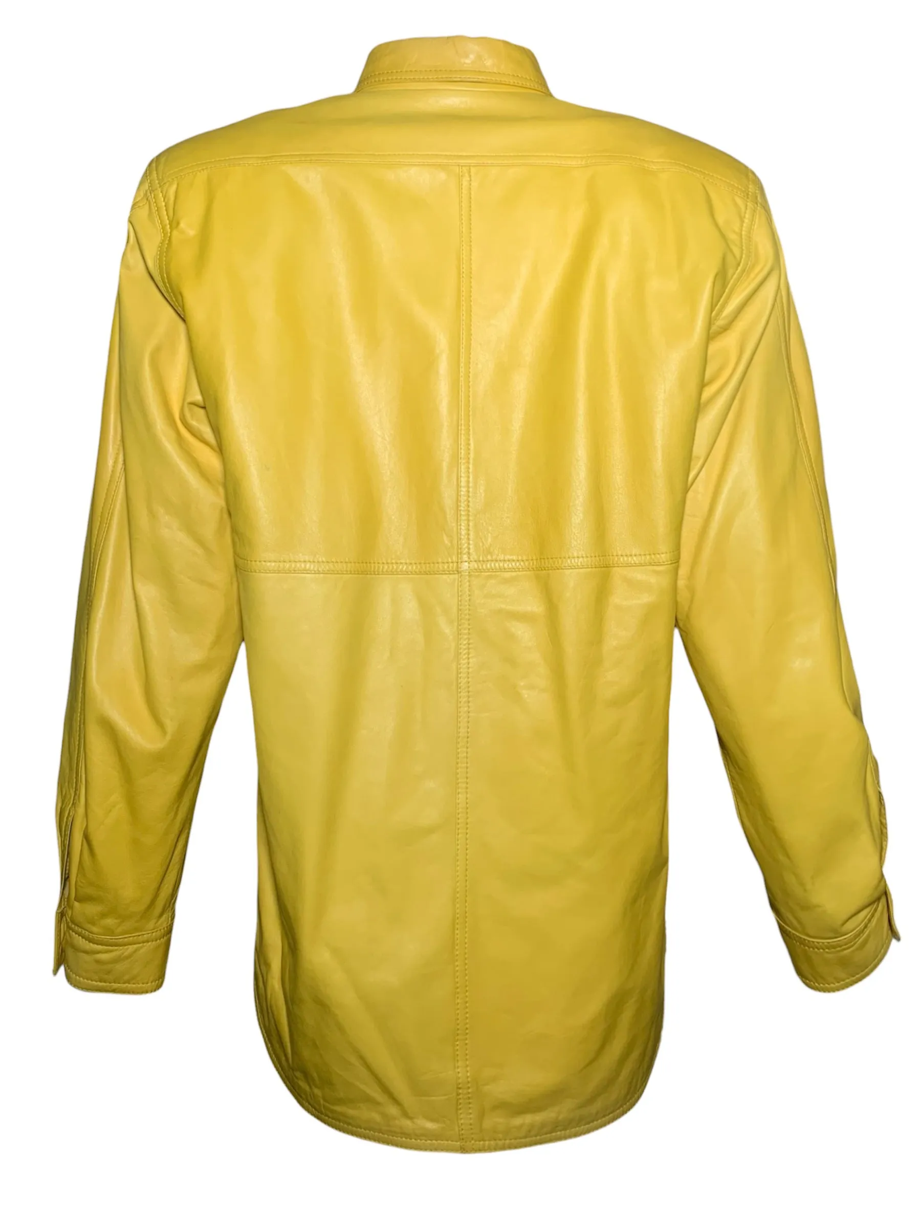 Valentino 1980's Yellow Nappa Lambskin Leather Shirt Jacket