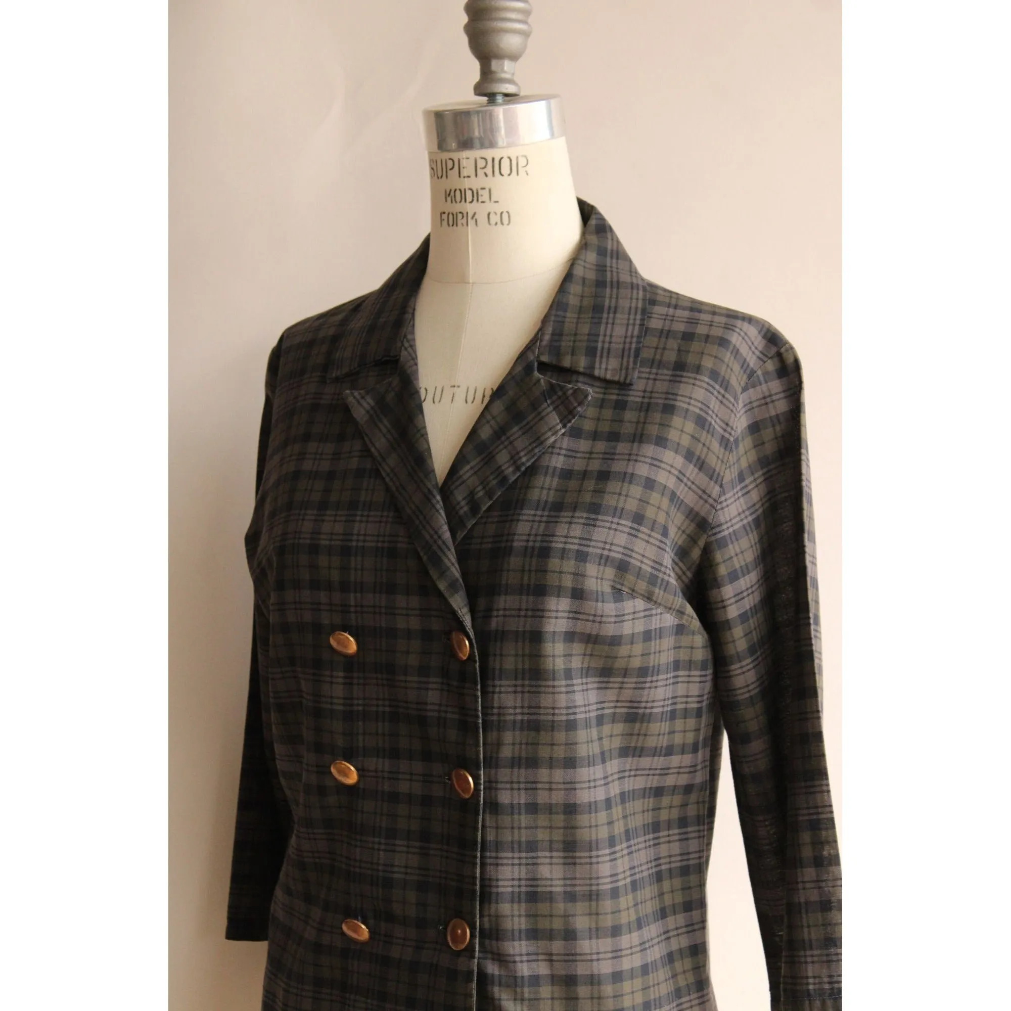 Vintage 1960s 1970s Plaid Blazer Jacket