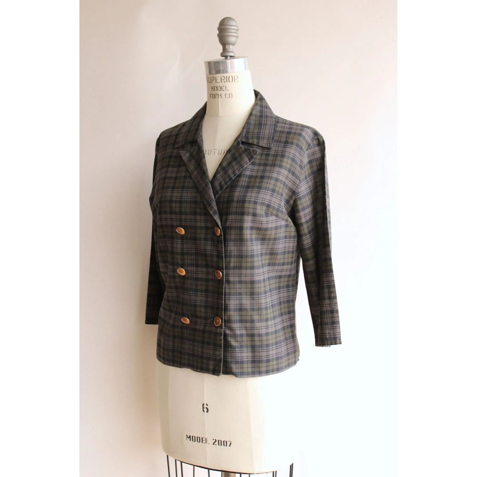 Vintage 1960s 1970s Plaid Blazer Jacket