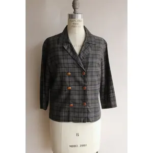 Vintage 1960s 1970s Plaid Blazer Jacket