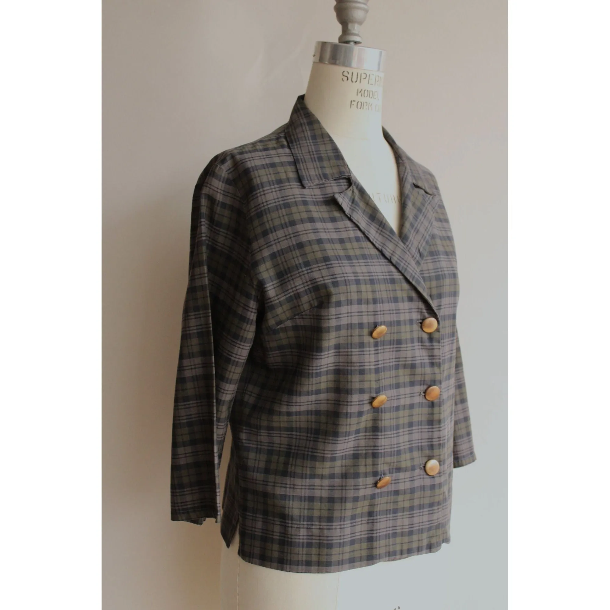 Vintage 1960s 1970s Plaid Blazer Jacket