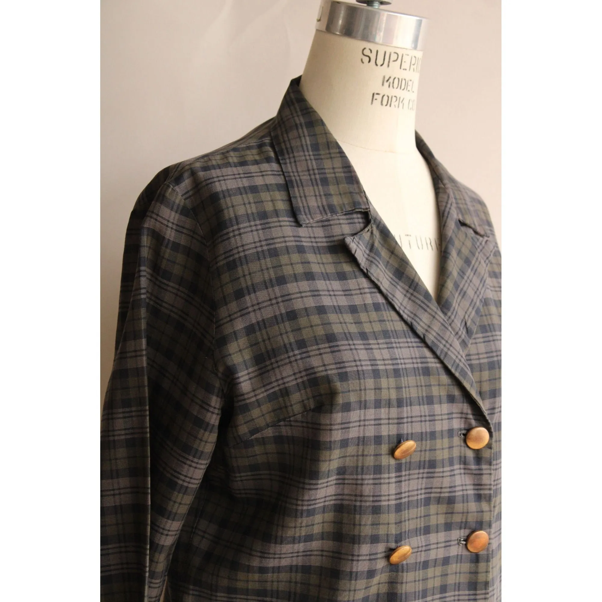 Vintage 1960s 1970s Plaid Blazer Jacket