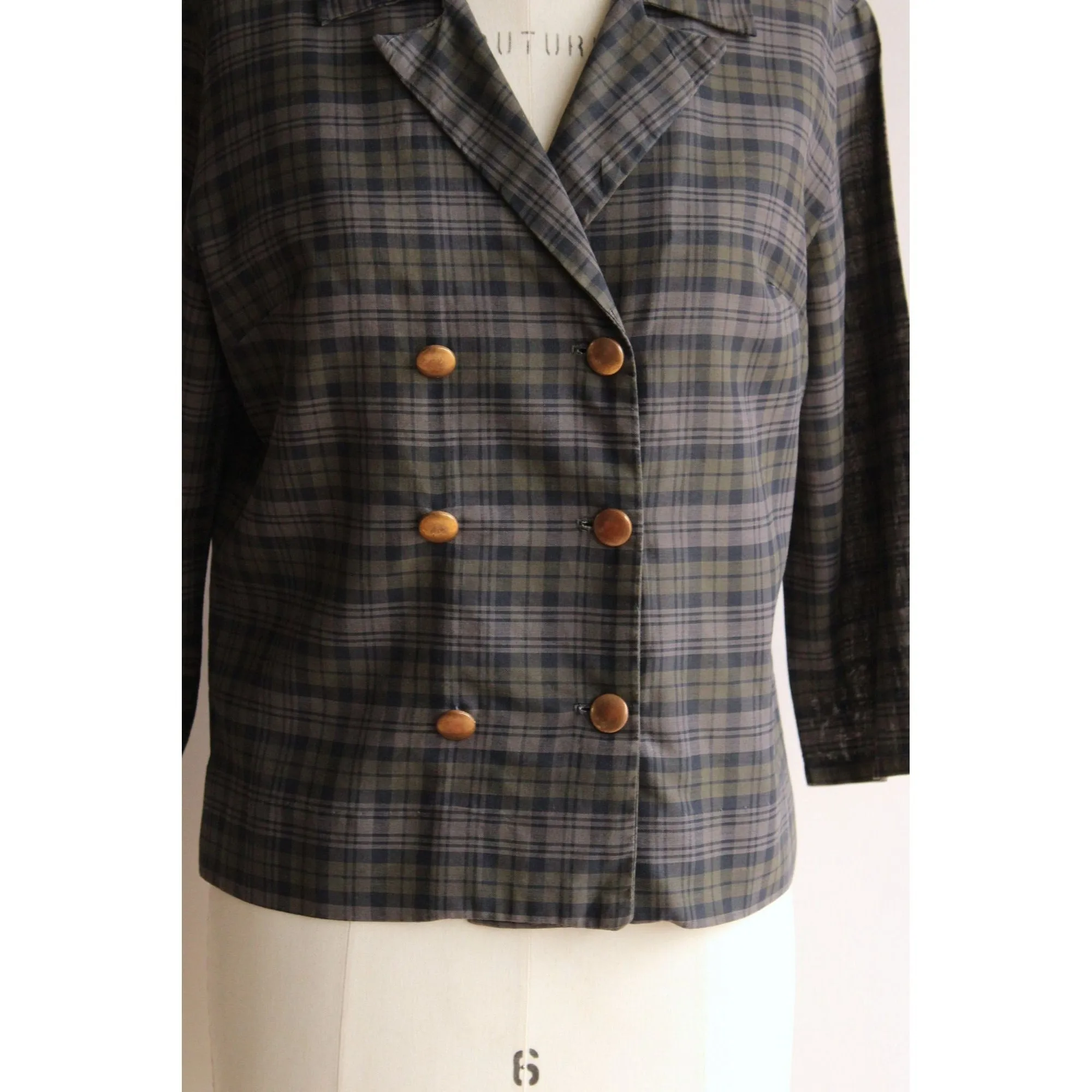Vintage 1960s 1970s Plaid Blazer Jacket