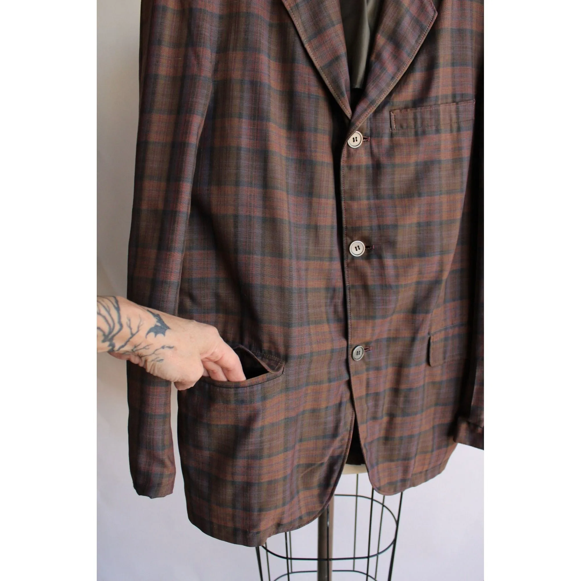Vintage 1970s 1980s Mens Plaid Blazer Jacket