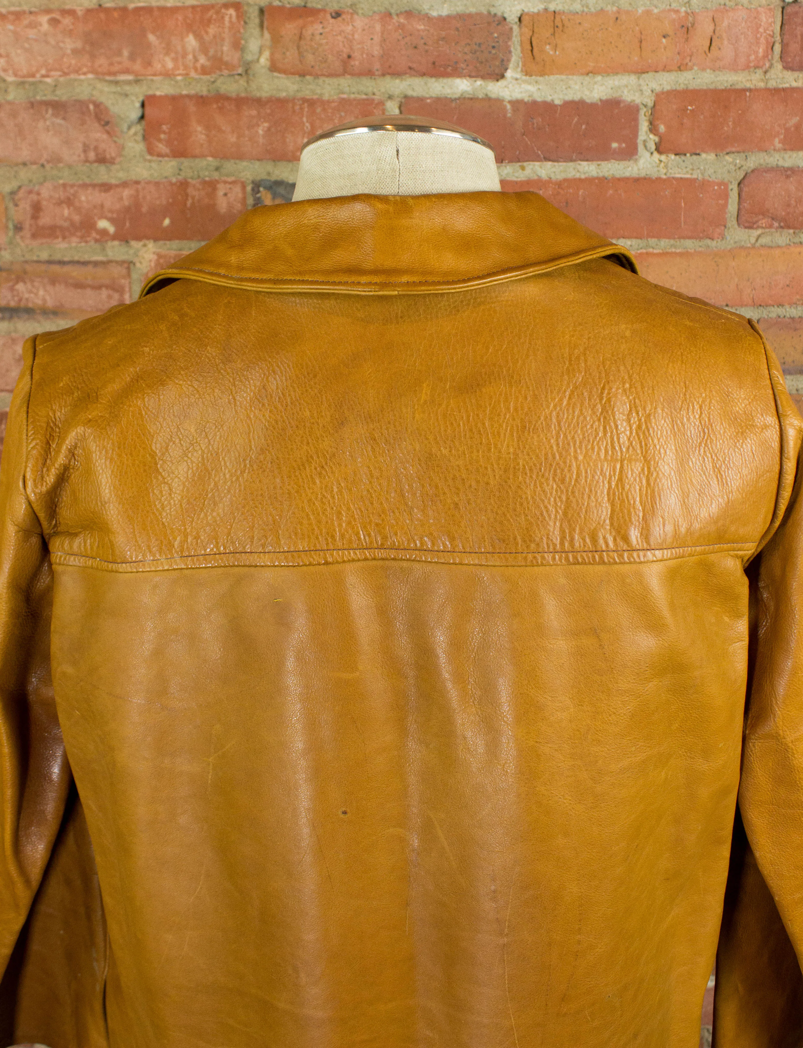 Vintage 70s Men's Tan Leather Pullover Size Medium-Large