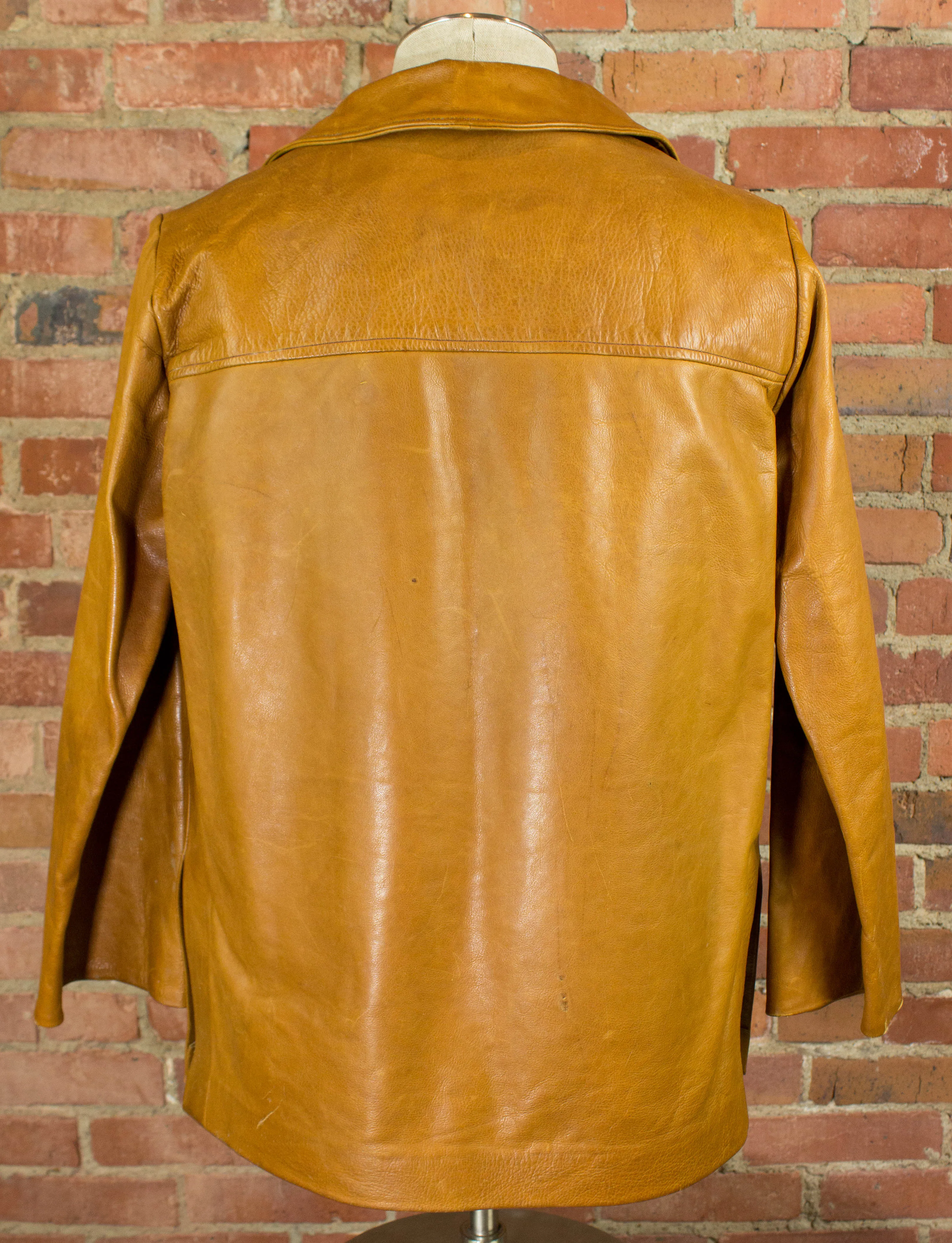 Vintage 70s Men's Tan Leather Pullover Size Medium-Large