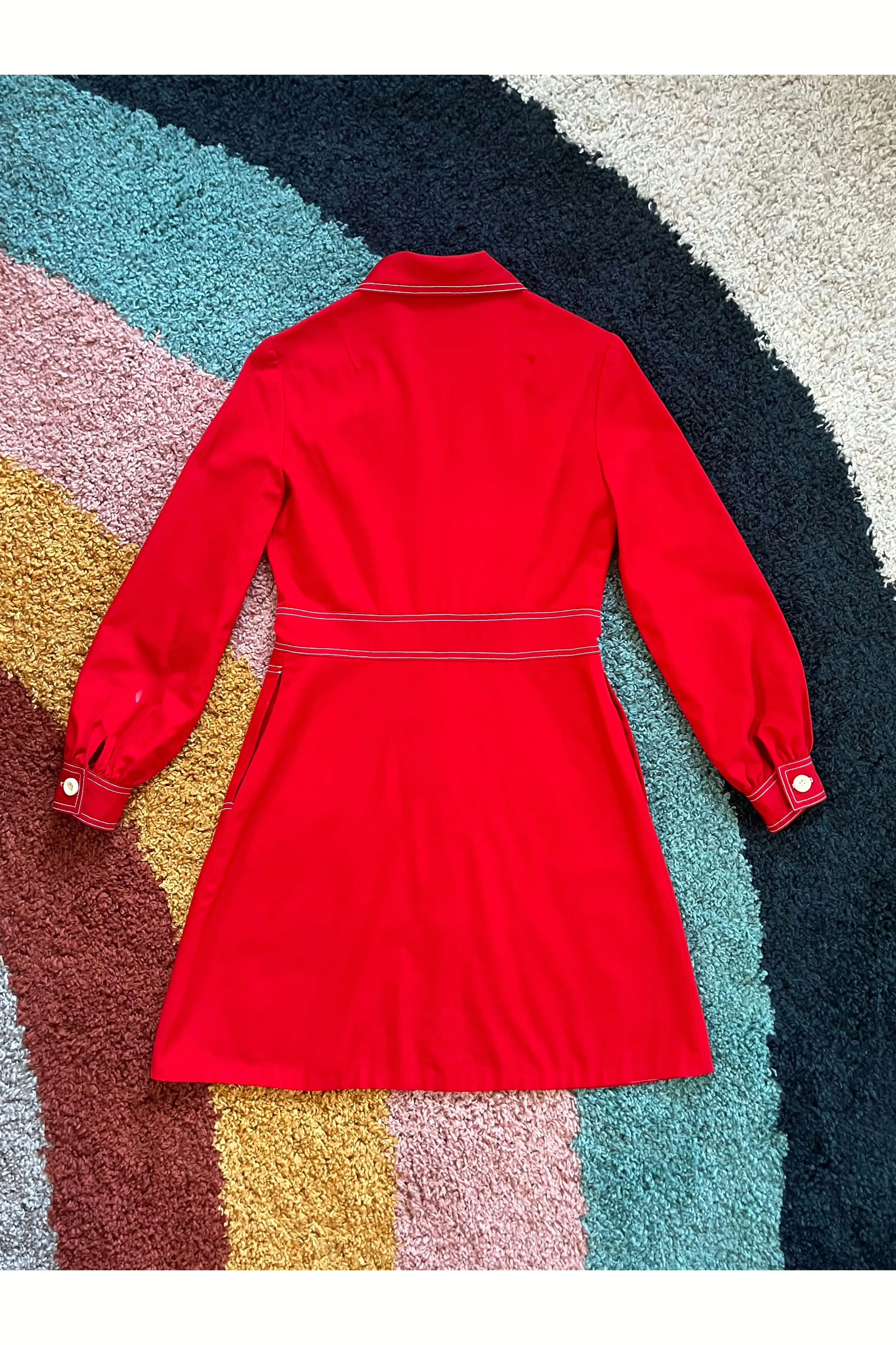 Vintage Mod 60s-70s Red Trench Dress