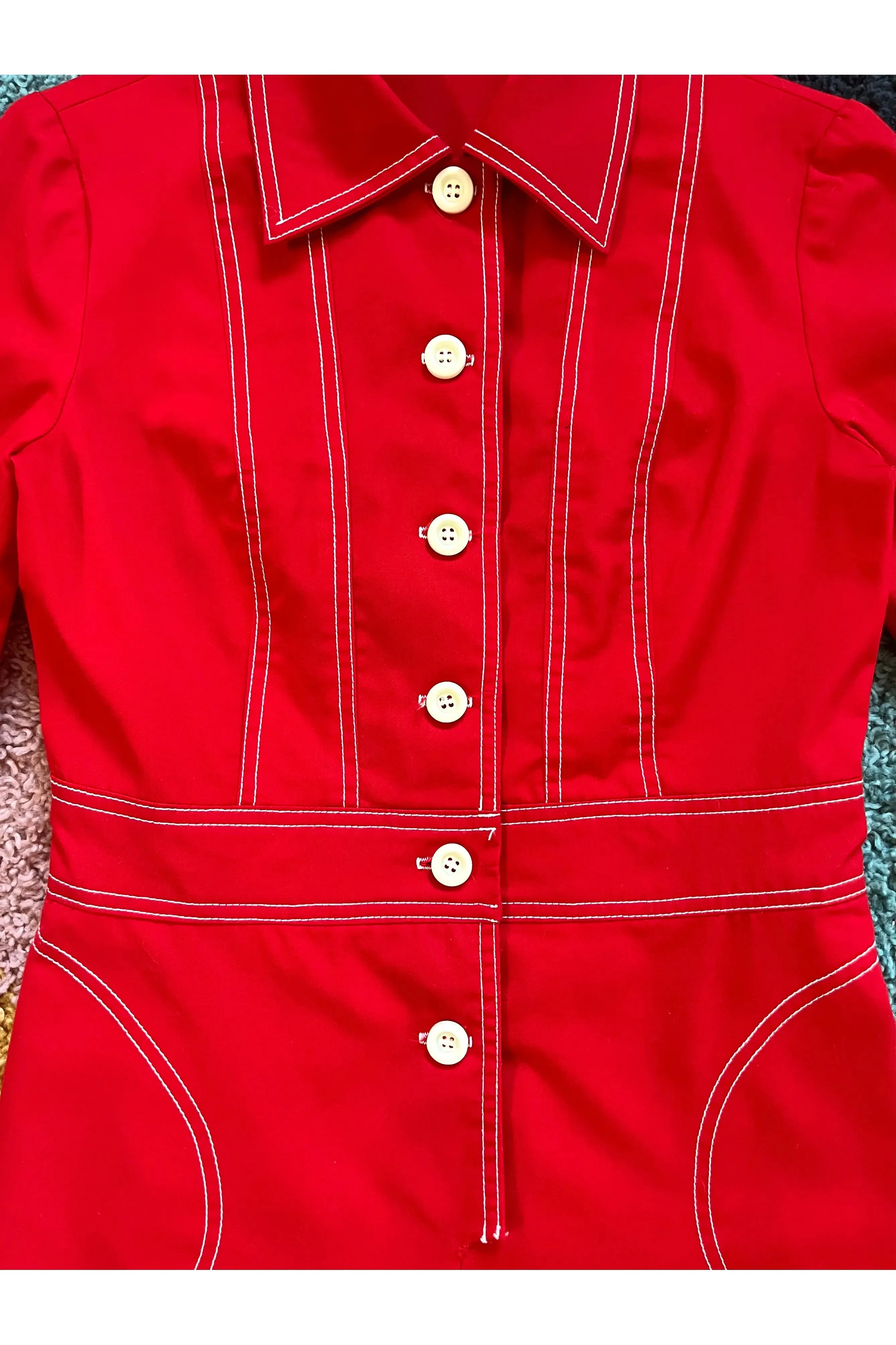 Vintage Mod 60s-70s Red Trench Dress