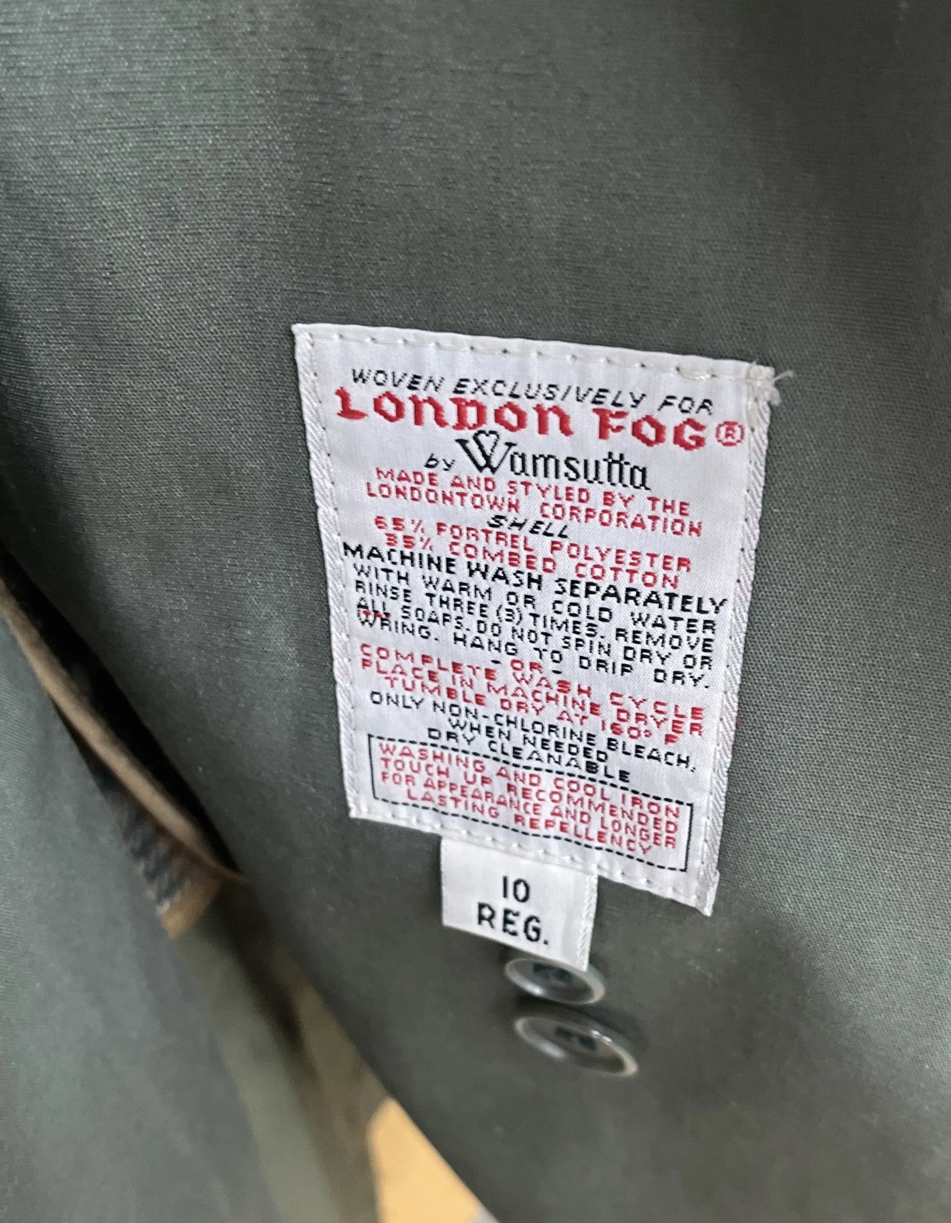 Vintage Women's Green Double Breasted Belted London Fog Trench Coat Plaid Lining