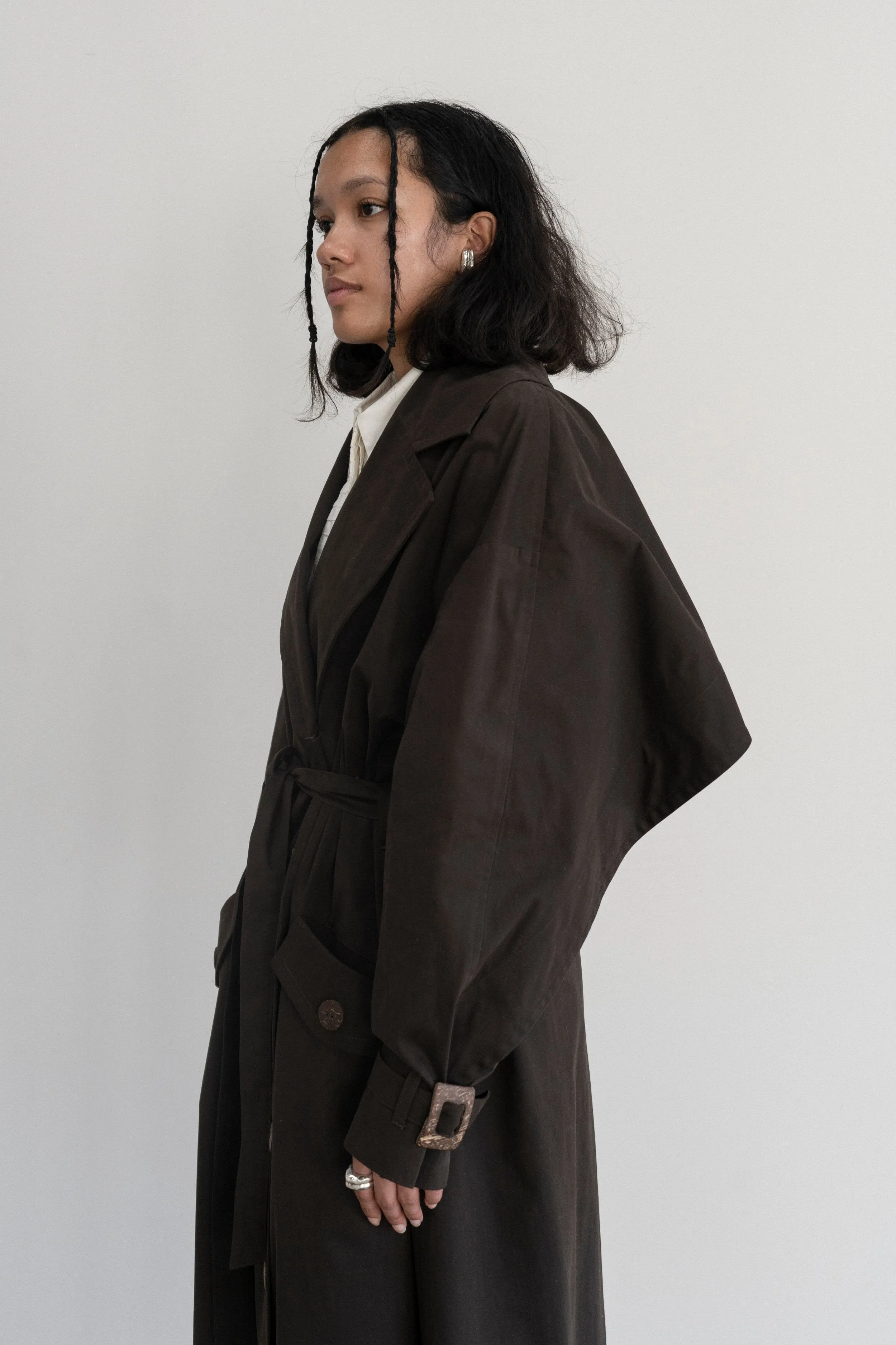 Vishenka Cotton Trench Coat Chocolate Brown