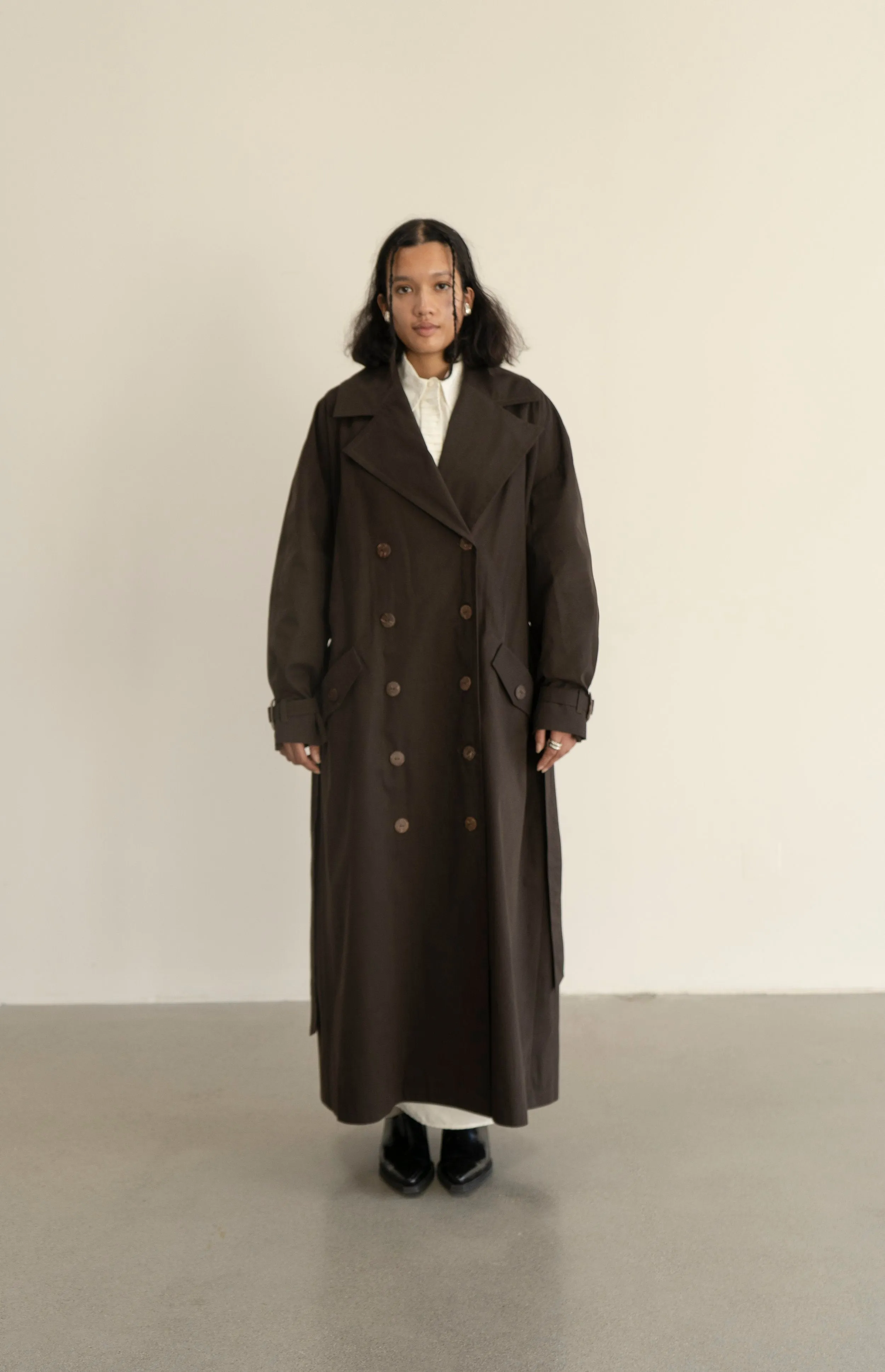 Vishenka Cotton Trench Coat Chocolate Brown