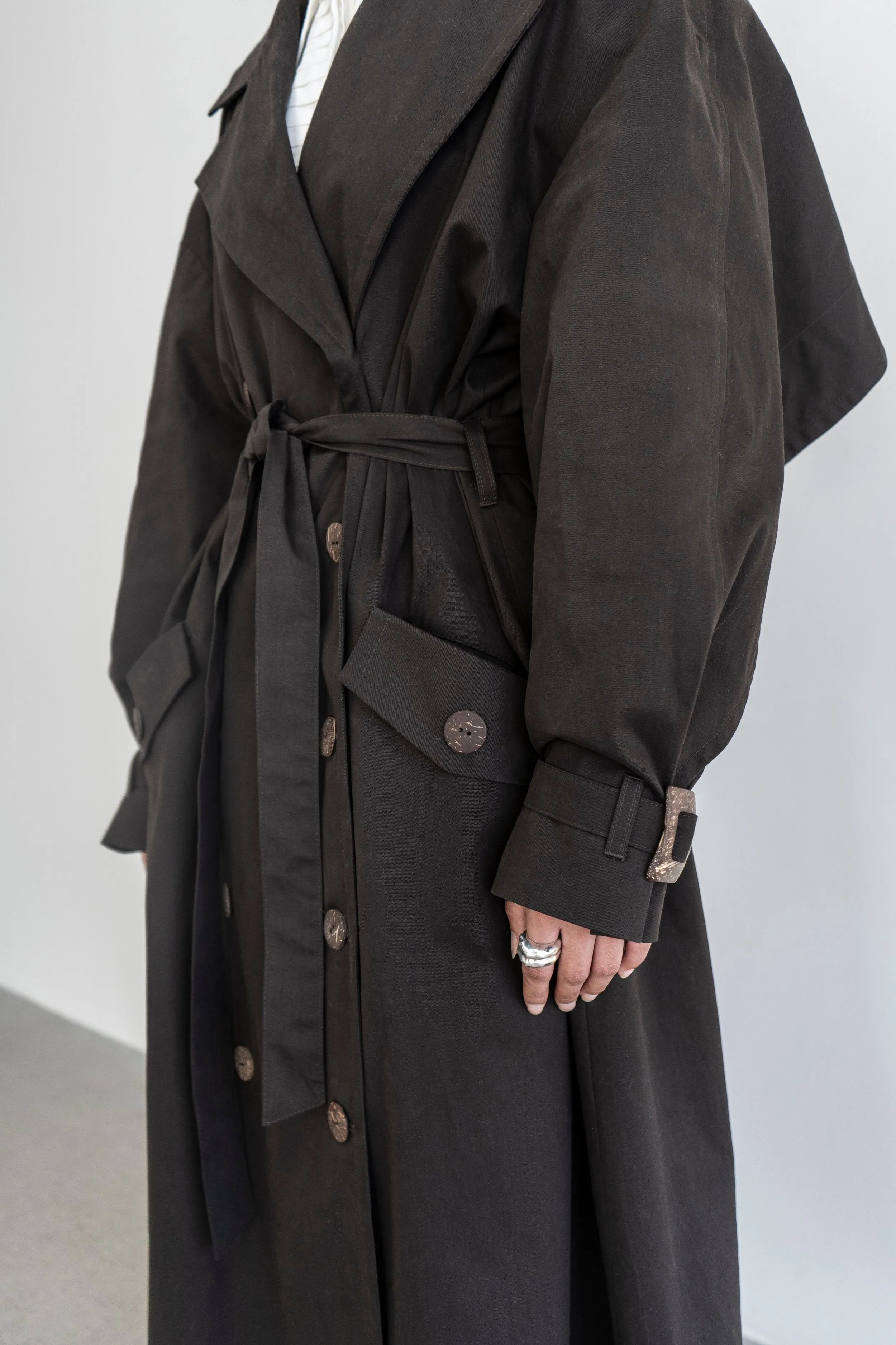 Vishenka Cotton Trench Coat Chocolate Brown
