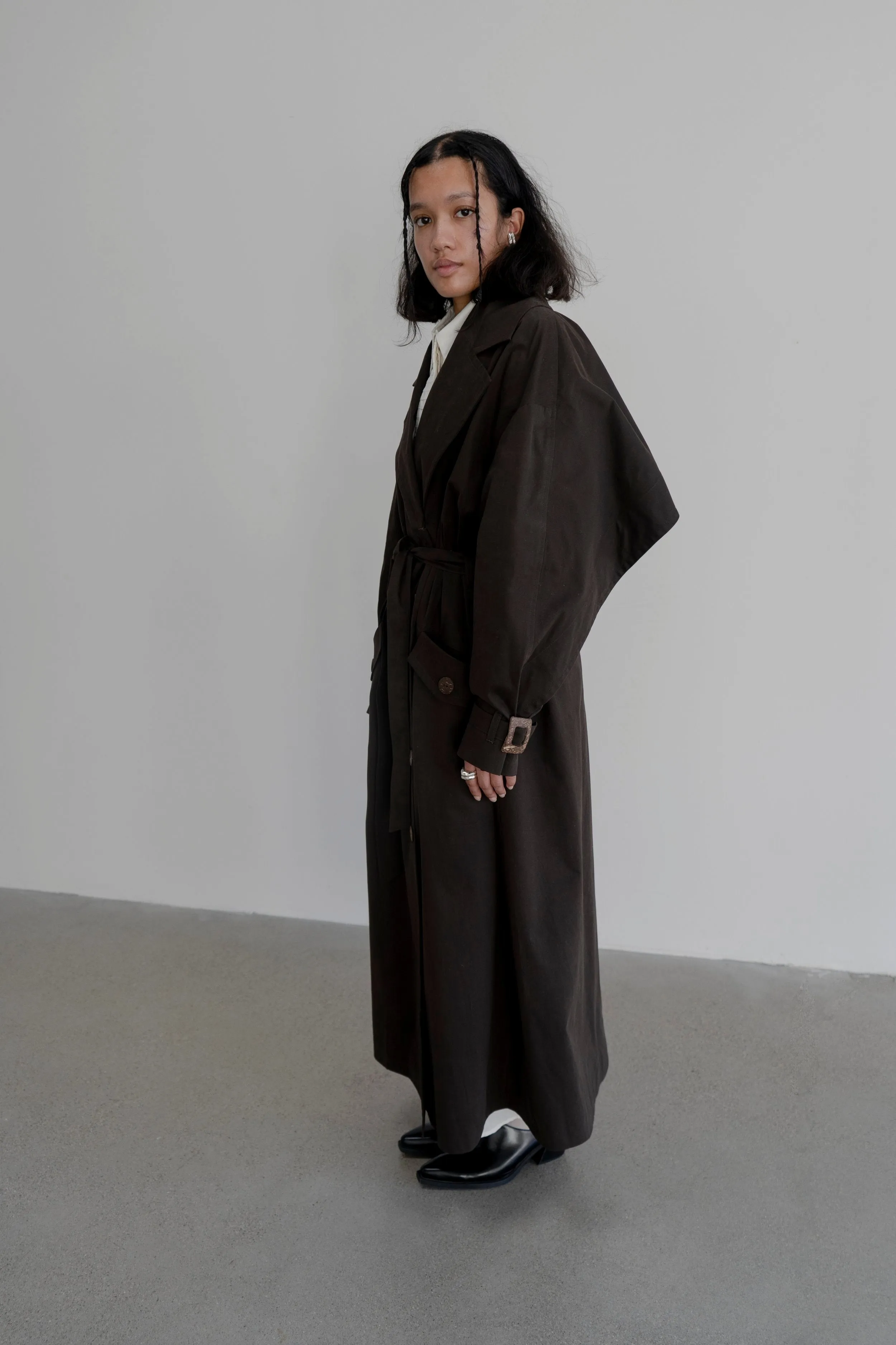 Vishenka Cotton Trench Coat Chocolate Brown