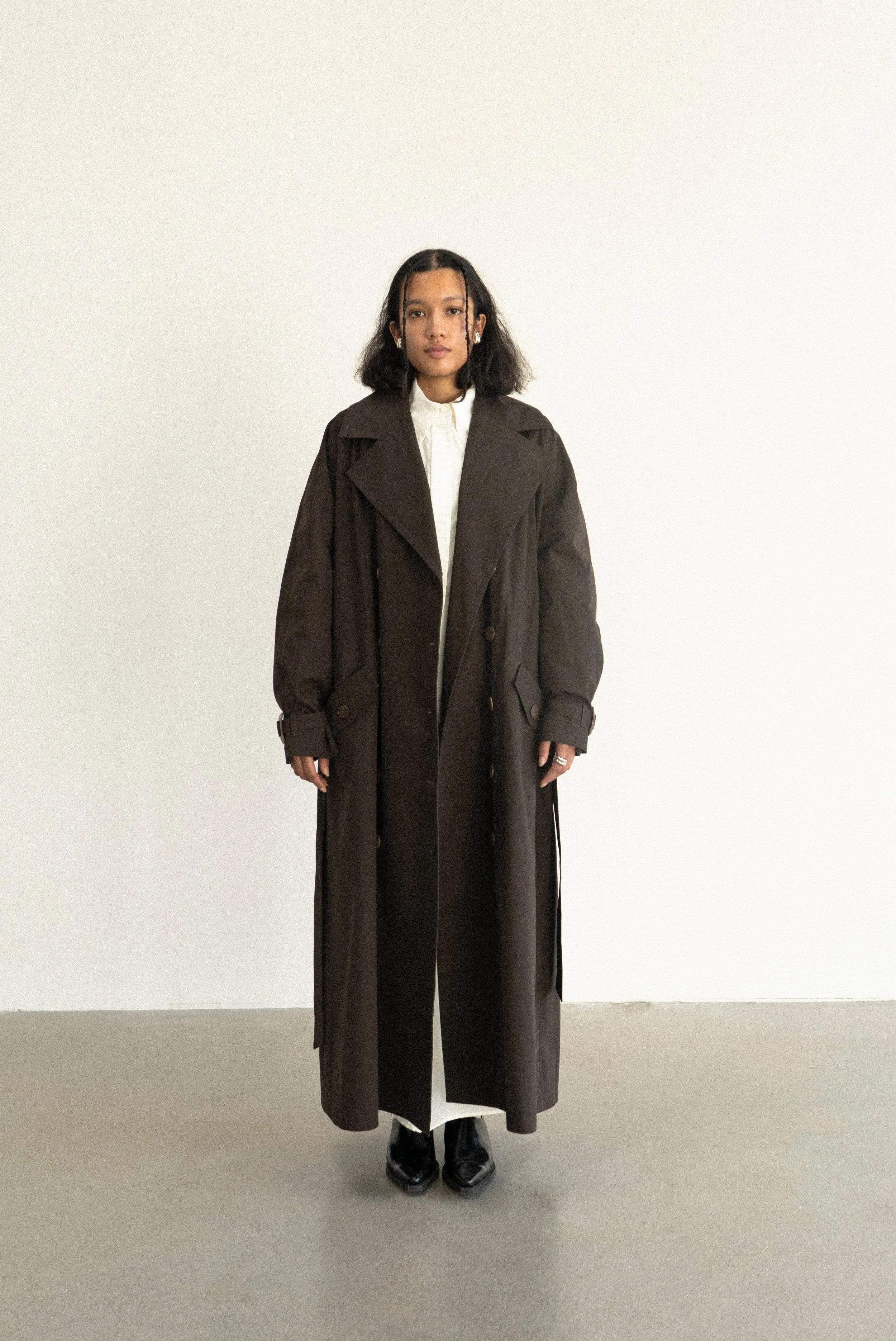 Vishenka Cotton Trench Coat Chocolate Brown
